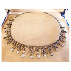 Antique 1880s Rose Cut Diamond Gold Necklace