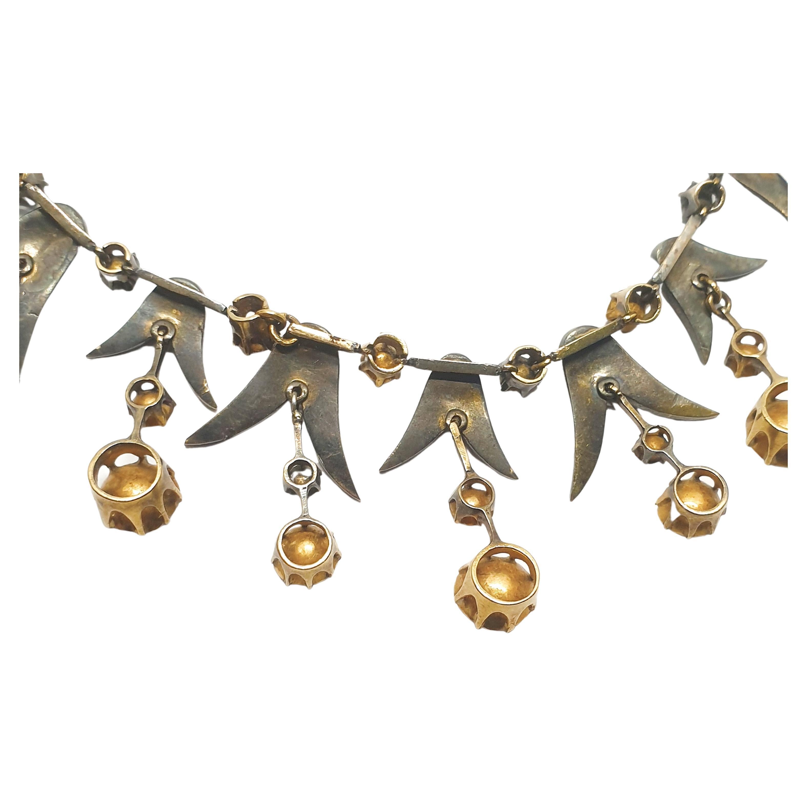 Collar antiguo de oro con diamantes talla rosa de la década de 1880 en Bueno estado para la venta en Cairo, EG