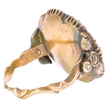 Antiguo anillo de oro con diamantes talla rosa de 1880 Corte rosa en venta