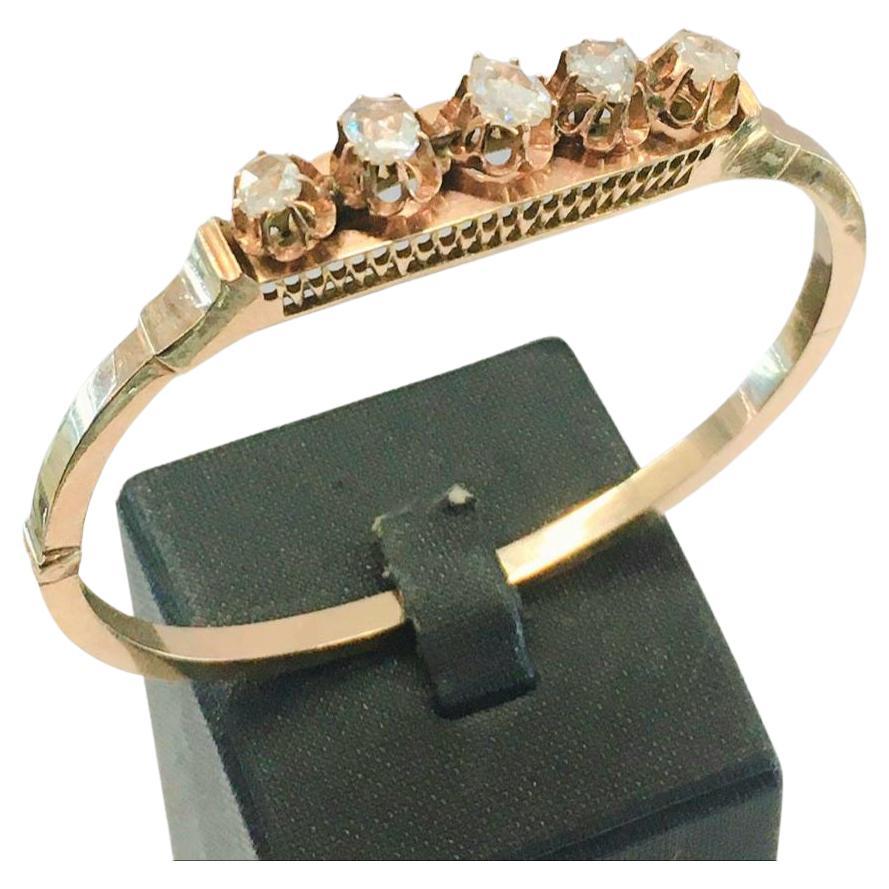 Antico bracciale d'oro russo con diamanti taglio rosa del 1880 in vendita