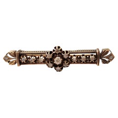 Antique 1880s Rose Cut Diamond Russian Gold Brooch