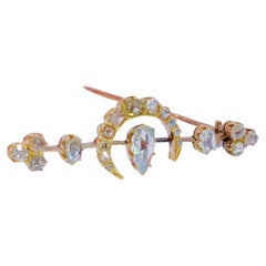Antique 1880s Rose Cut Diamond Russian Gold Brooch