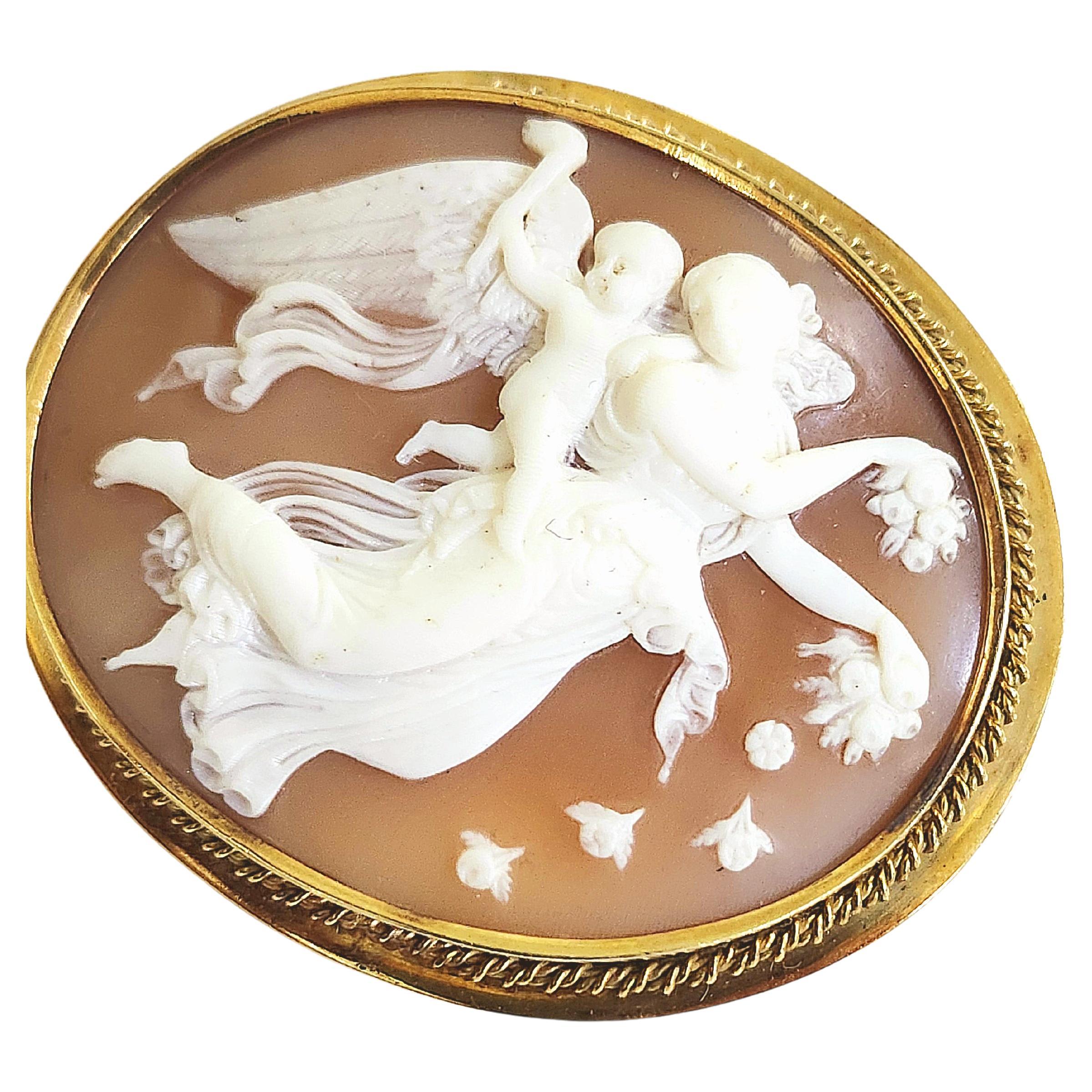 Rare antique imperial russian era 1850s 14k gold large brooch centered with carnelian carved cameo brooch made in st petersburg city 1850s (messures 5cm hall marked 56 imperial russian gold standard and old st petersburg assay mark before 1880s and