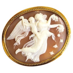 Antique 1880s Russian Cameo Gold Brooch