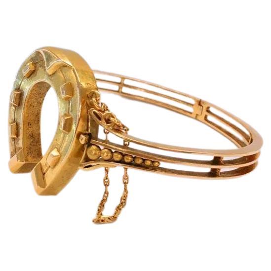 Antike 14k Gelbgold russische Manschette Armband in Hufeisen Design in detaillierter Verarbeitung mit einem insgesamt 14k Gold Gewicht von 22 Gramm Armband wurde in st petersburg 1880.c während der kaiserlich-russischen Ära Braclete ist Halle