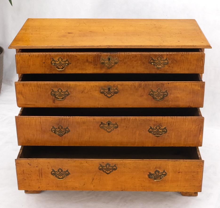 Antique 1880s Tiger Maple Chippendale Style Bachelor Chest Drawers Dresser In Good Condition For Sale In Rockaway, NJ
