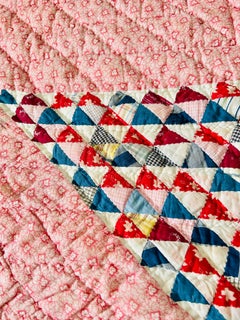 Antique 1880s Unique Primitive Lone Star Quilt, Folk Art Textile
