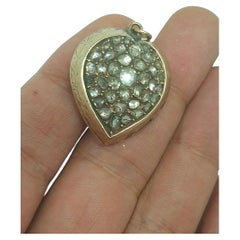 Antique 1880s Vicotrian Rose Cut Diamond Heart Gold Pendant