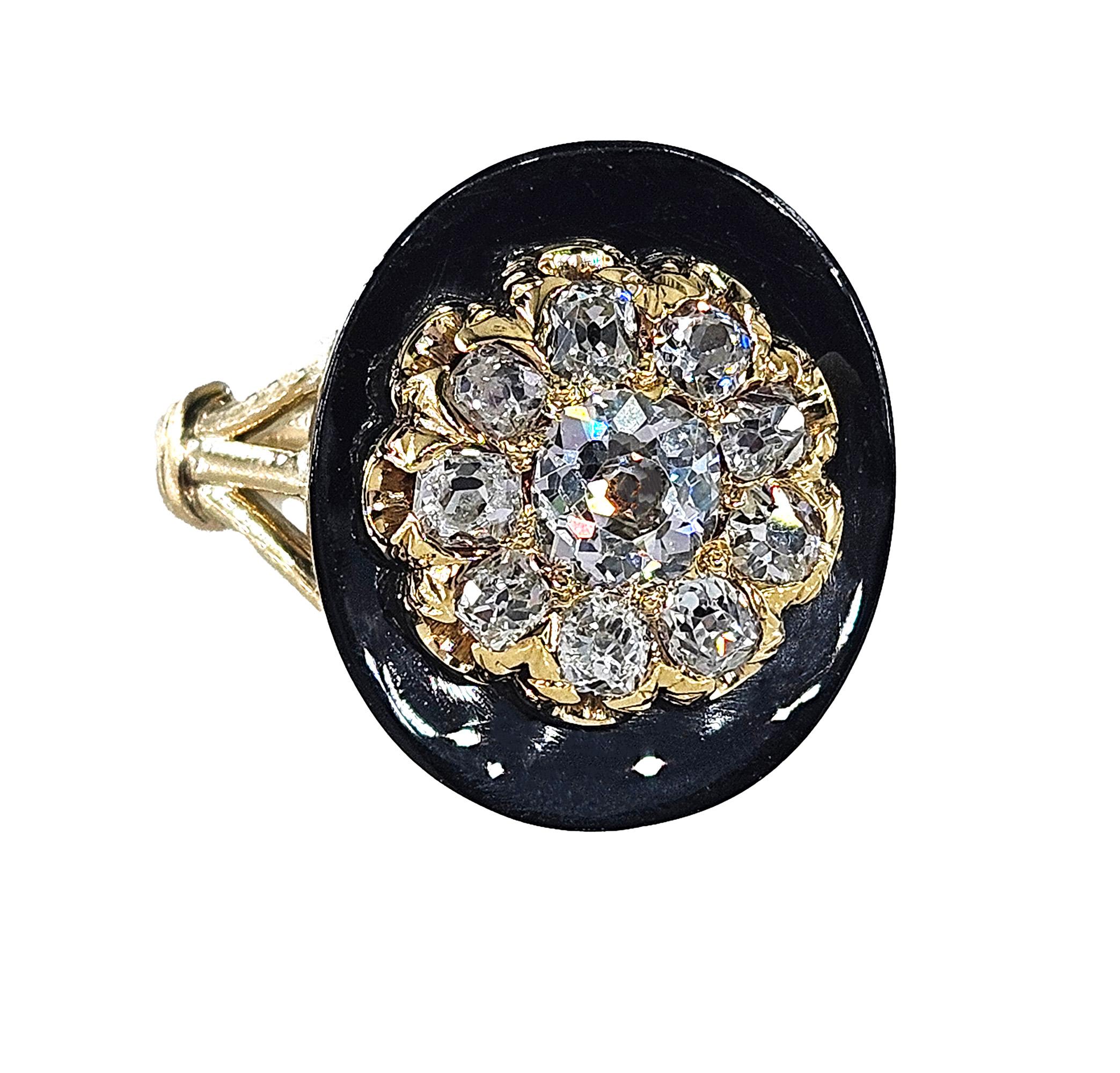 A SUPER RARE, an absolute treasure, Authentic Victorian CIRCA 1880s Diamond Cluster 14k Gold Ring

This breathtakingly shimmering, super rare and highly collectible the 19th Century Victorian Cluster, reflects the severity of the Neoclassical style