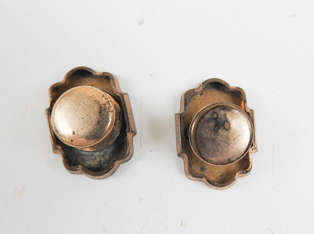 American Antique 1880s Victorian Gilded Age Engraved Cityscape Gold Filled Cufflinks For Sale