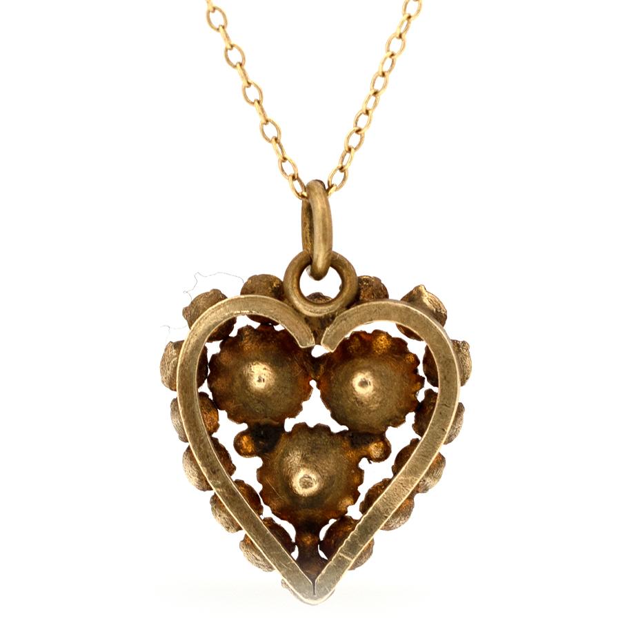 Antique 1880s Victorian Paste Heart Pendant Necklace In Good Condition For Sale In London, GB
