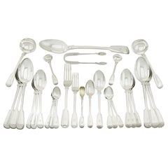 Antique 1880s Victorian Sterling Silver Canteen of Cutlery for Ten Persons