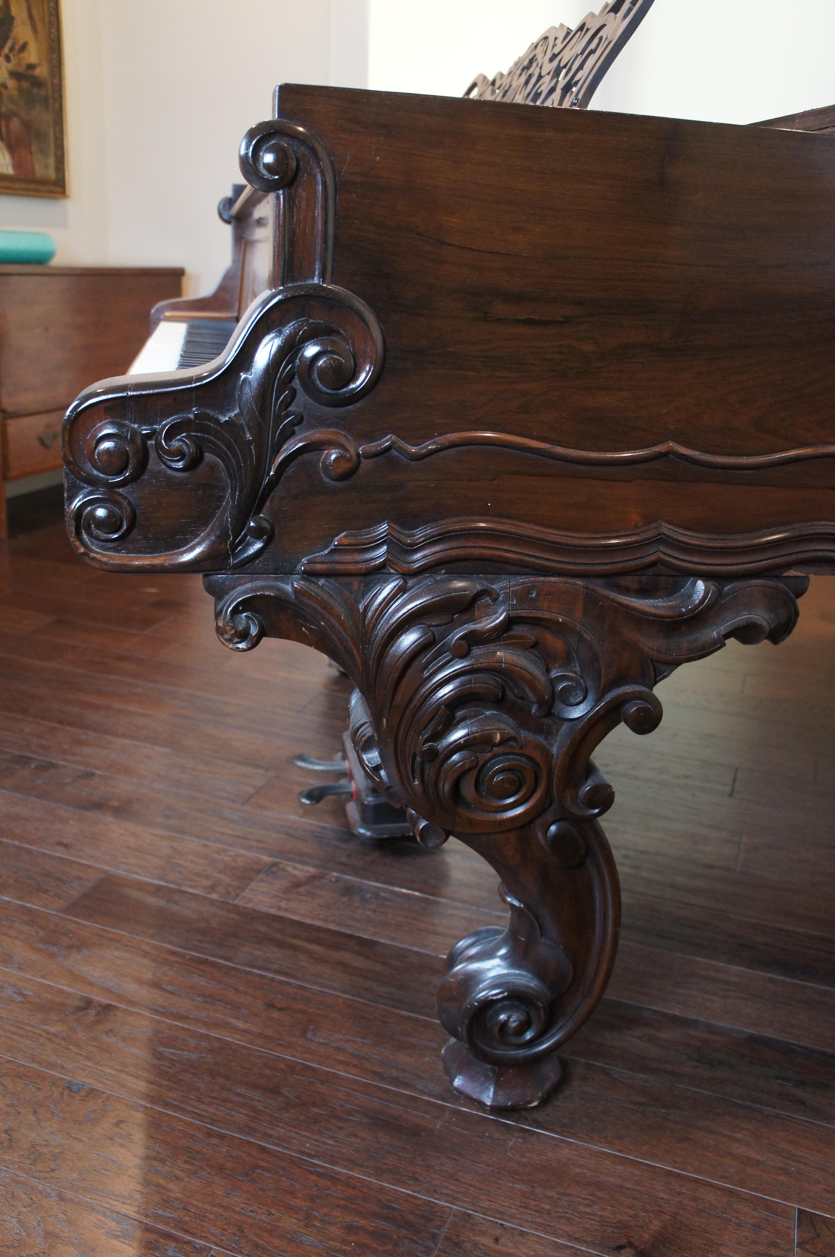 Antique 1880s Victorian Weber Carved Rosewood Rococo Grand Piano For Sale 6