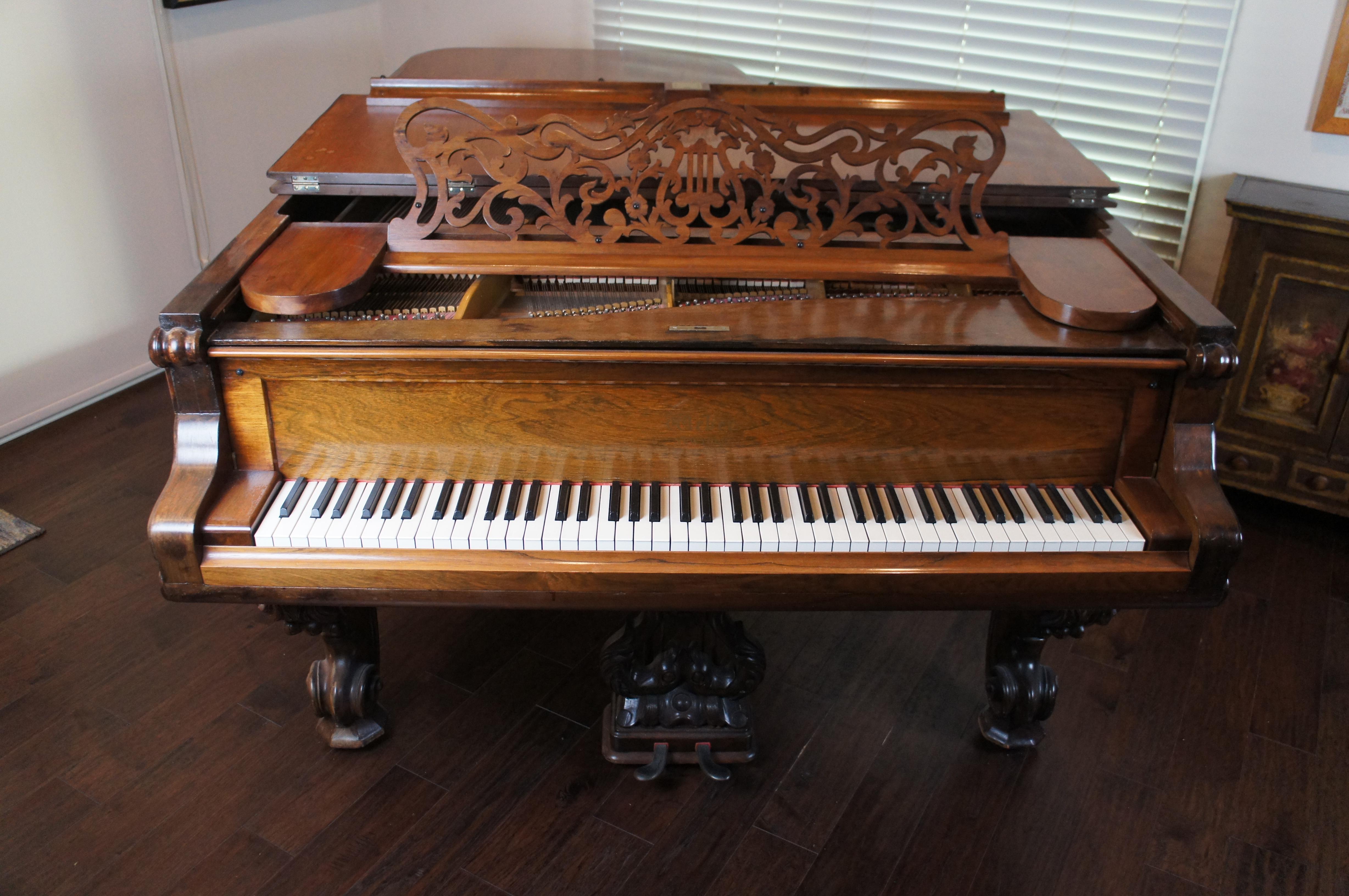 Antique 1880s Victorian Weber Carved Rosewood Rococo Grand Piano For Sale 9