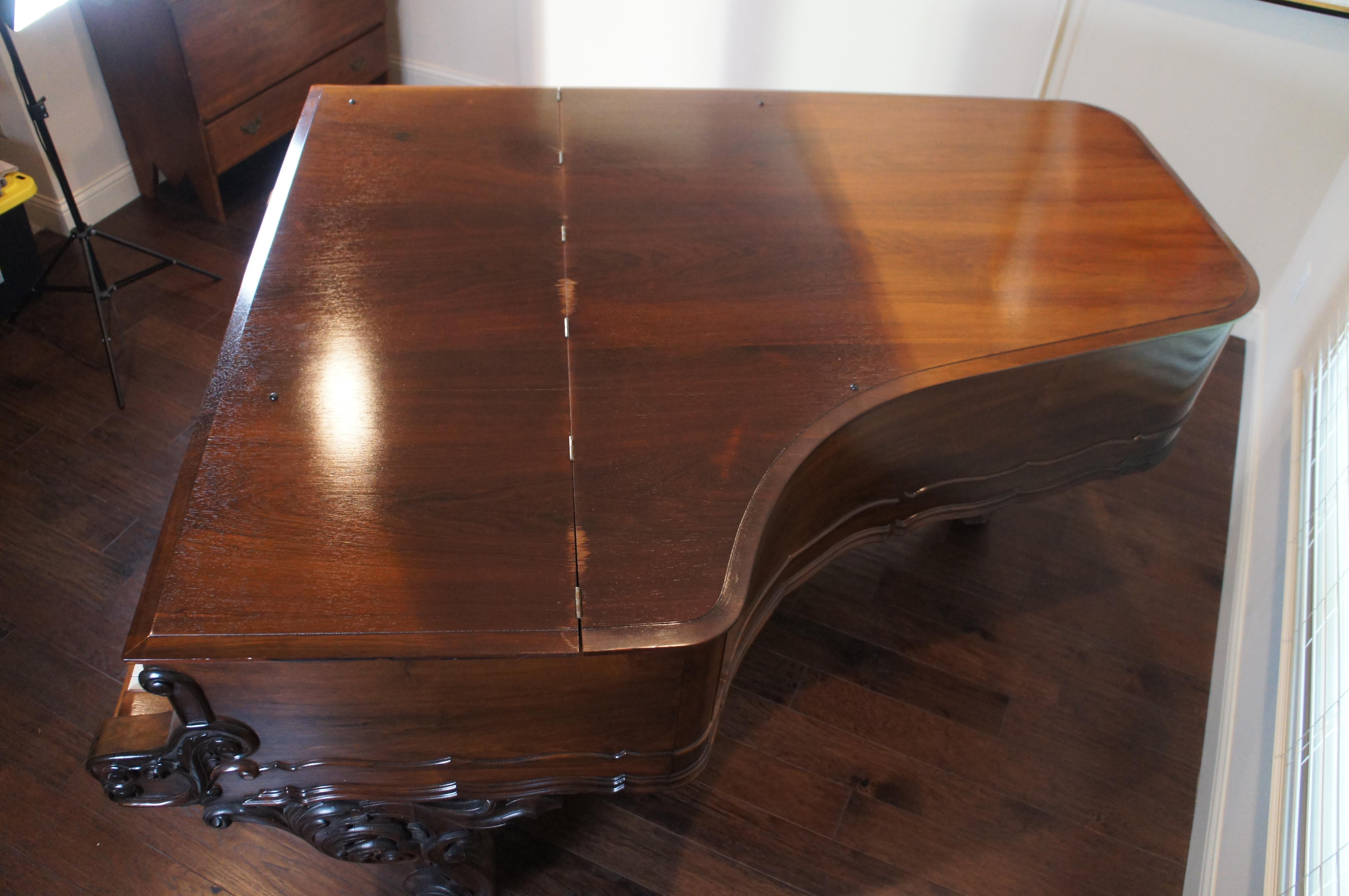 Antique 1880s Victorian Weber Carved Rosewood Rococo Grand Piano For Sale 12