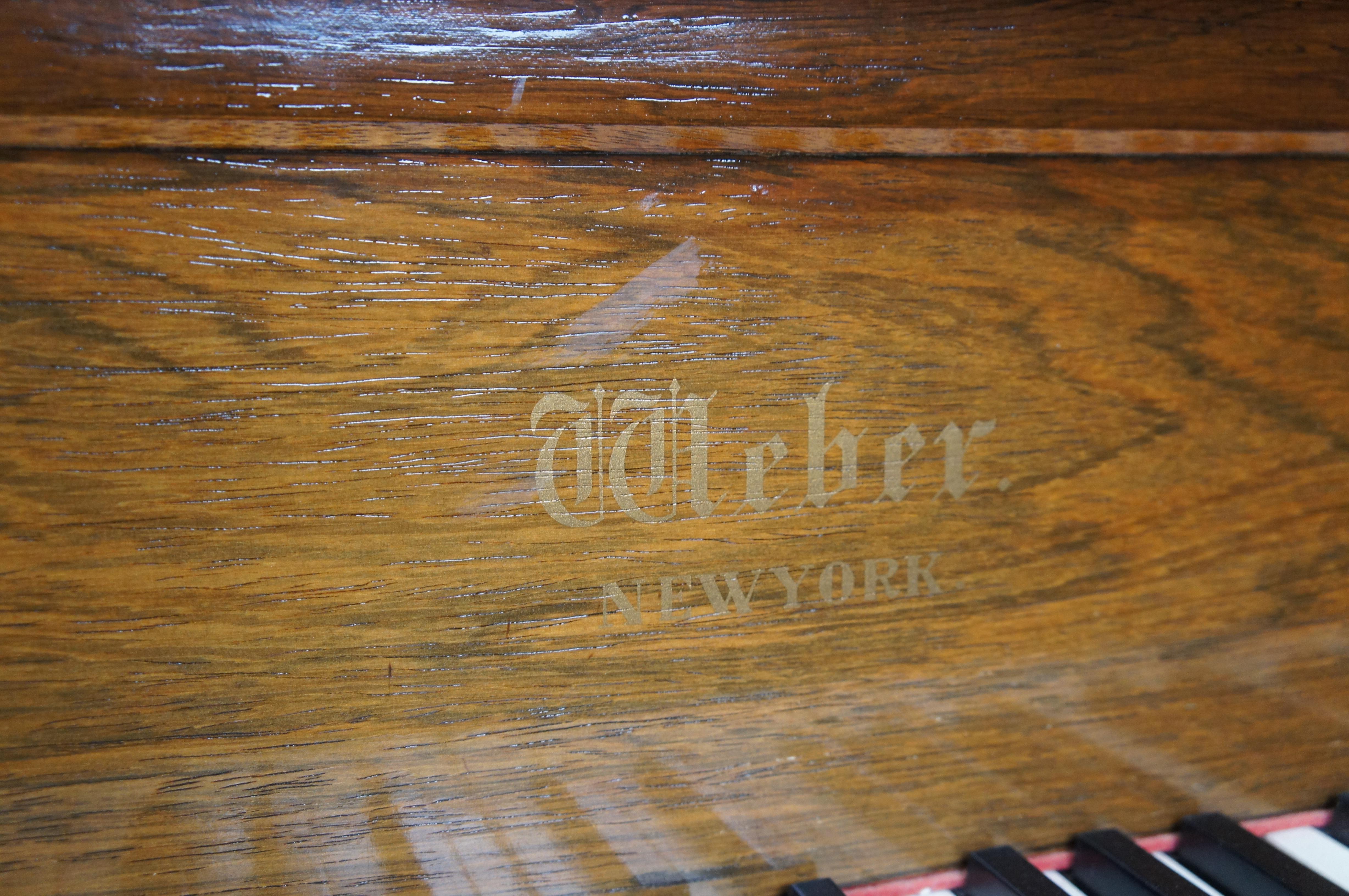 Antique 1880s Victorian Weber Carved Rosewood Rococo Grand Piano For Sale 14