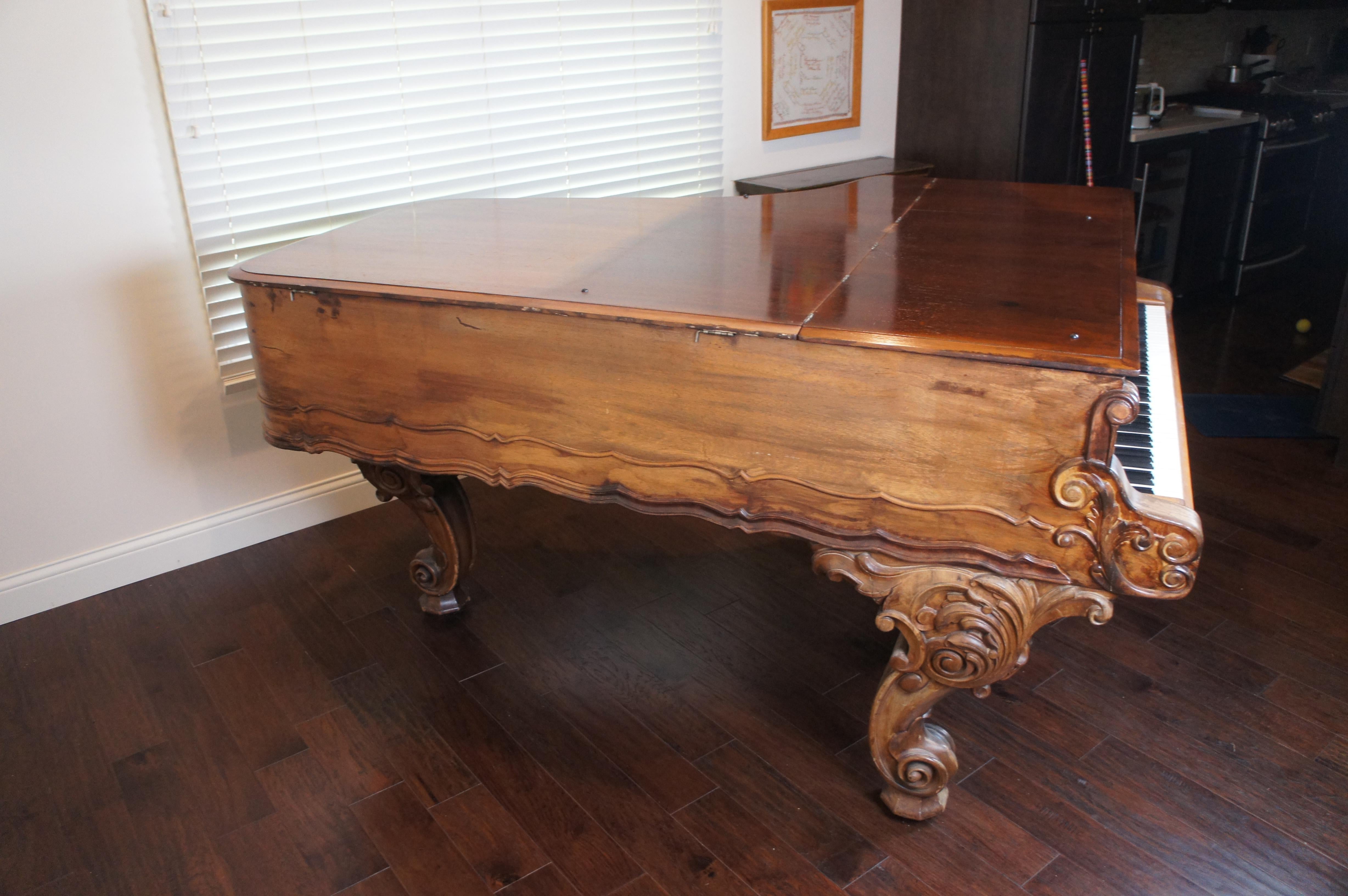 Antique 1880s Victorian Weber Carved Rosewood Rococo Grand Piano For Sale 15