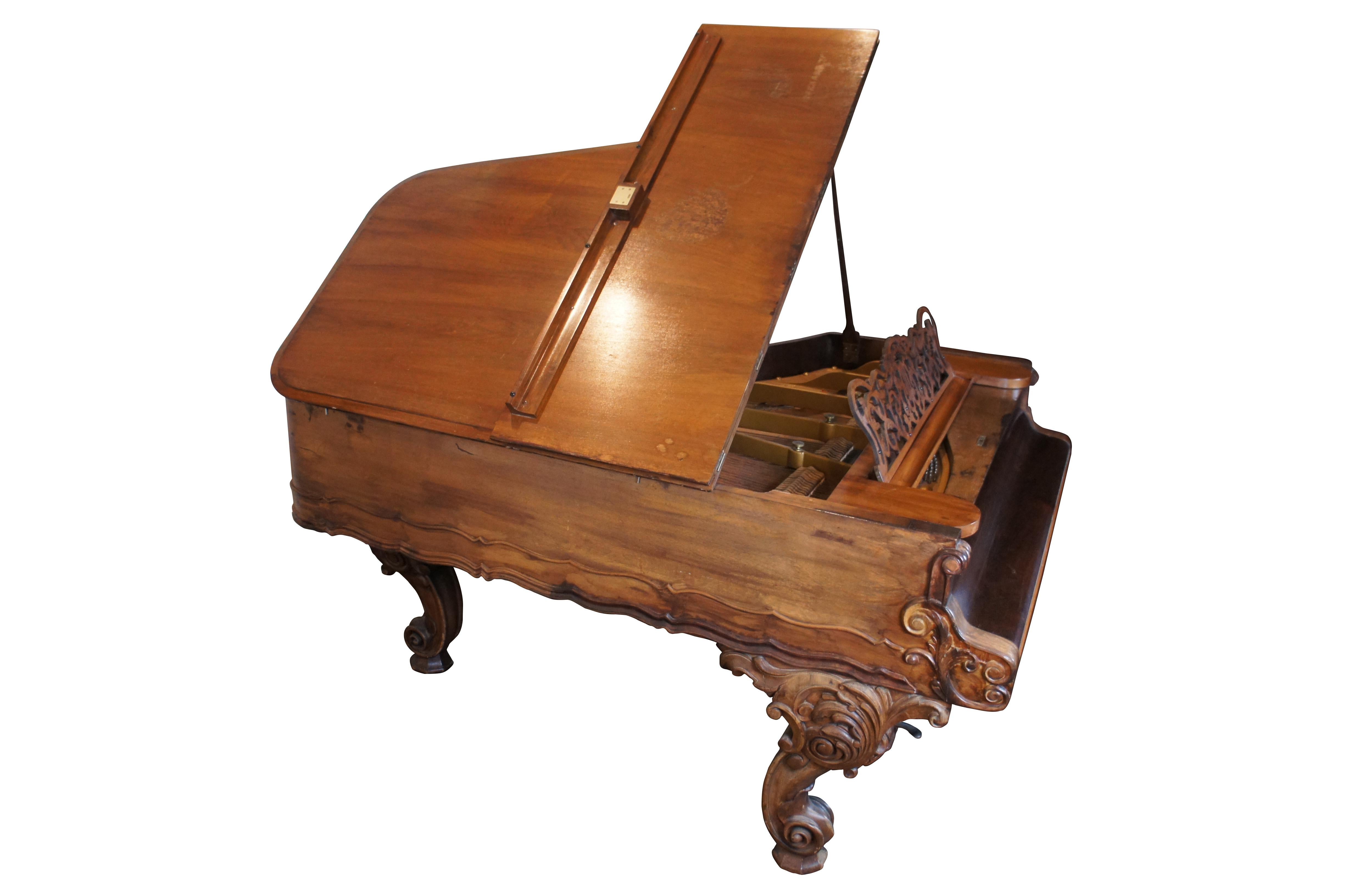 Antique 1880s Victorian Weber Carved Rosewood Rococo Grand Piano For Sale 1