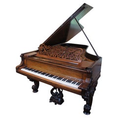 Antico pianoforte a coda rococò in palissandro intagliato di Weber del 1880