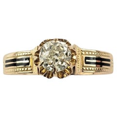 Antique 1881 14 Karat Yellow Gold and Diamond Engagement Ring Size 6.5 #17579
