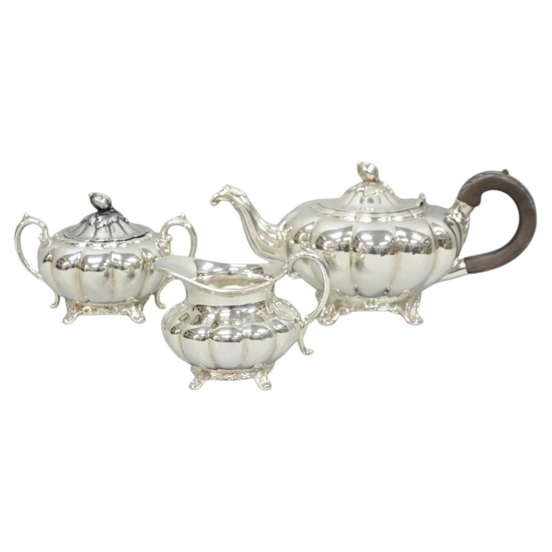 Antique 1881 Rogers 7377 Art Nouveau Silver Plated Tea Service Set - 3 Pcs