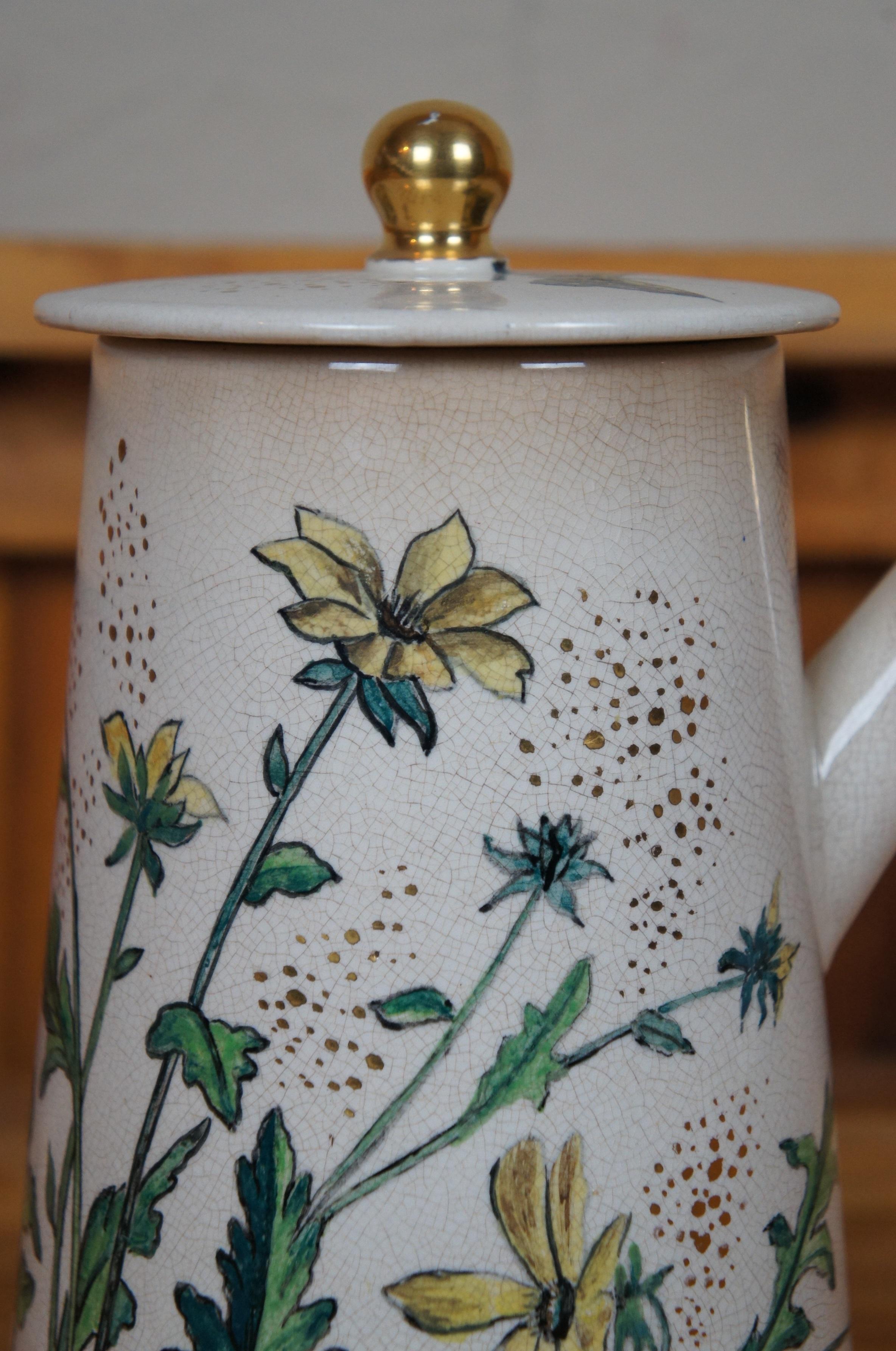 Antique 1881 Rookwood Butterfly Chocolate Pot Teapot Coffee Pot Pitcher 9.5