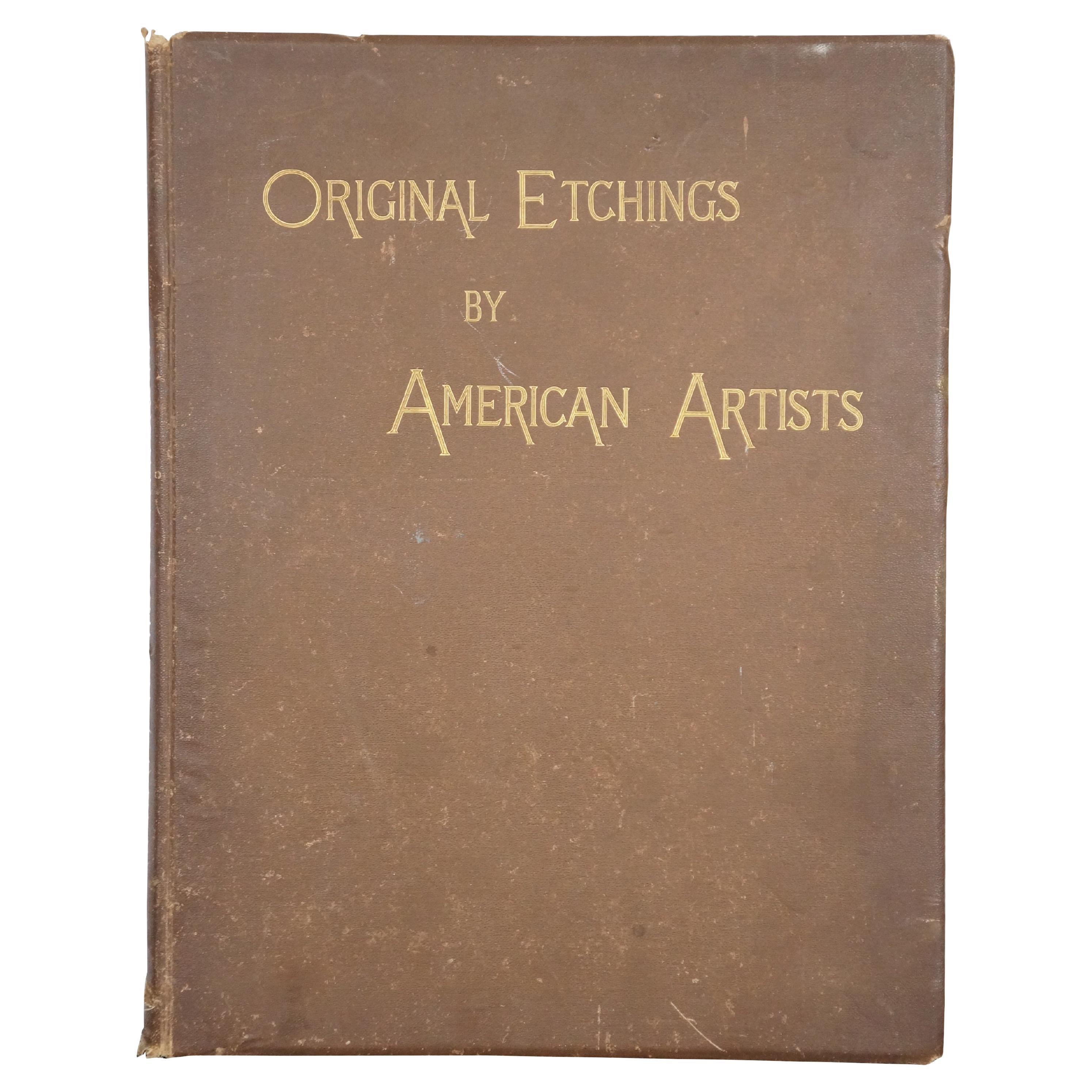 Antique 1883 Original Etchings by American Artists HB Folio Art Book 18"