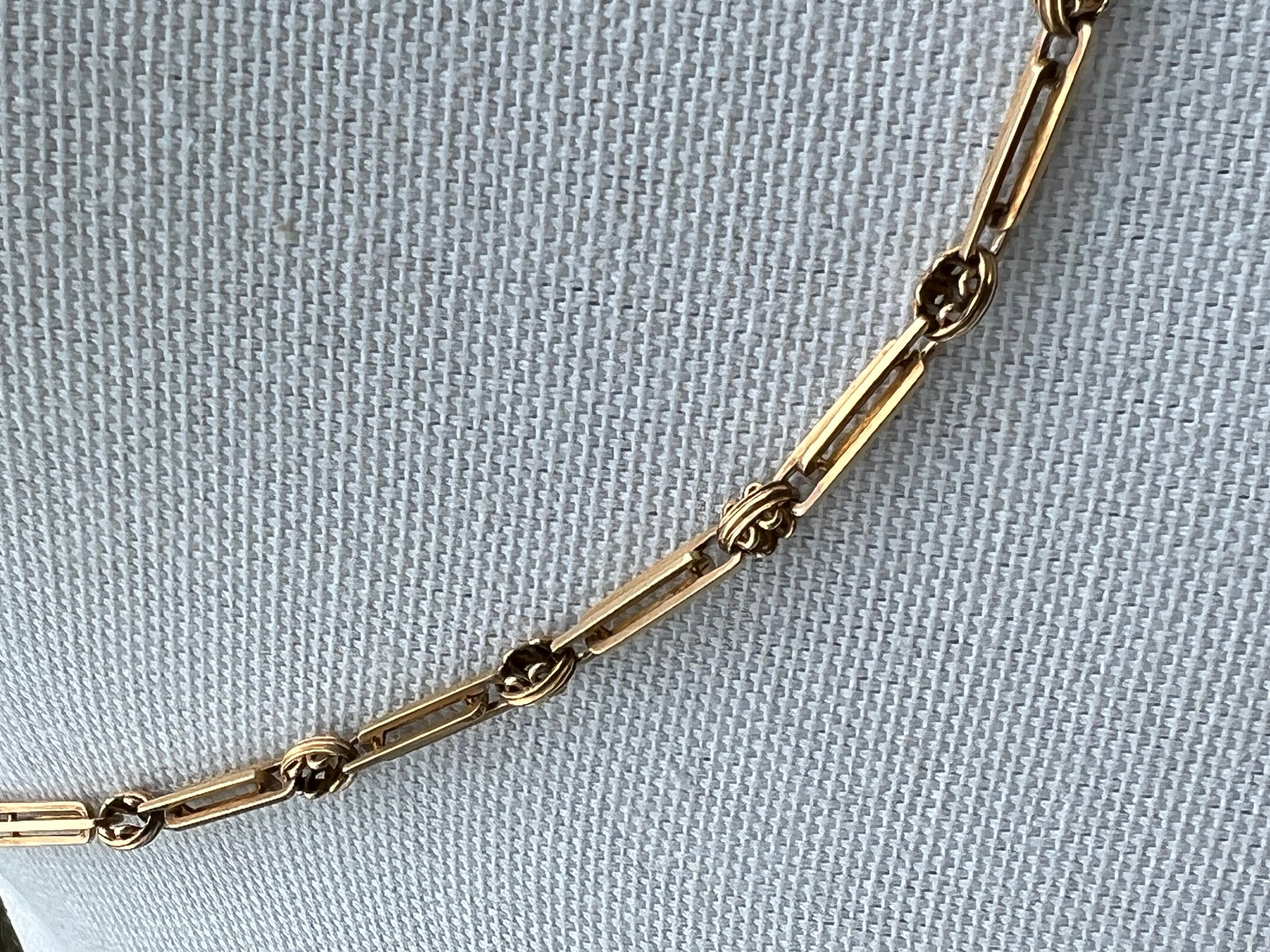 Women's or Men's Antique 1885 Victorian Gold Trombone Link Watch Chain Necklace