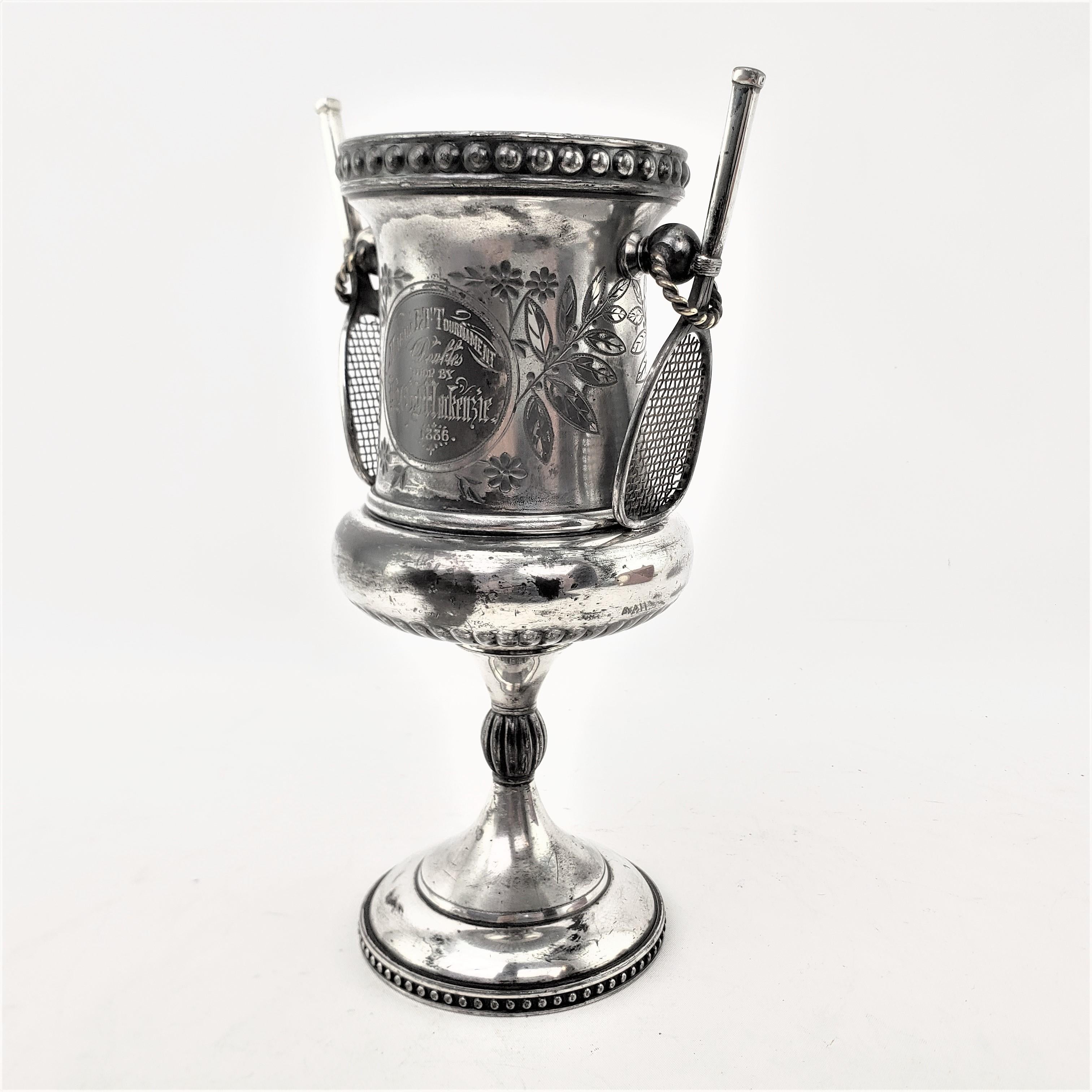 Late Victorian Antique 1886 Ladies Doubles Niagara Tennis Tournament Silver Plated Trophy
