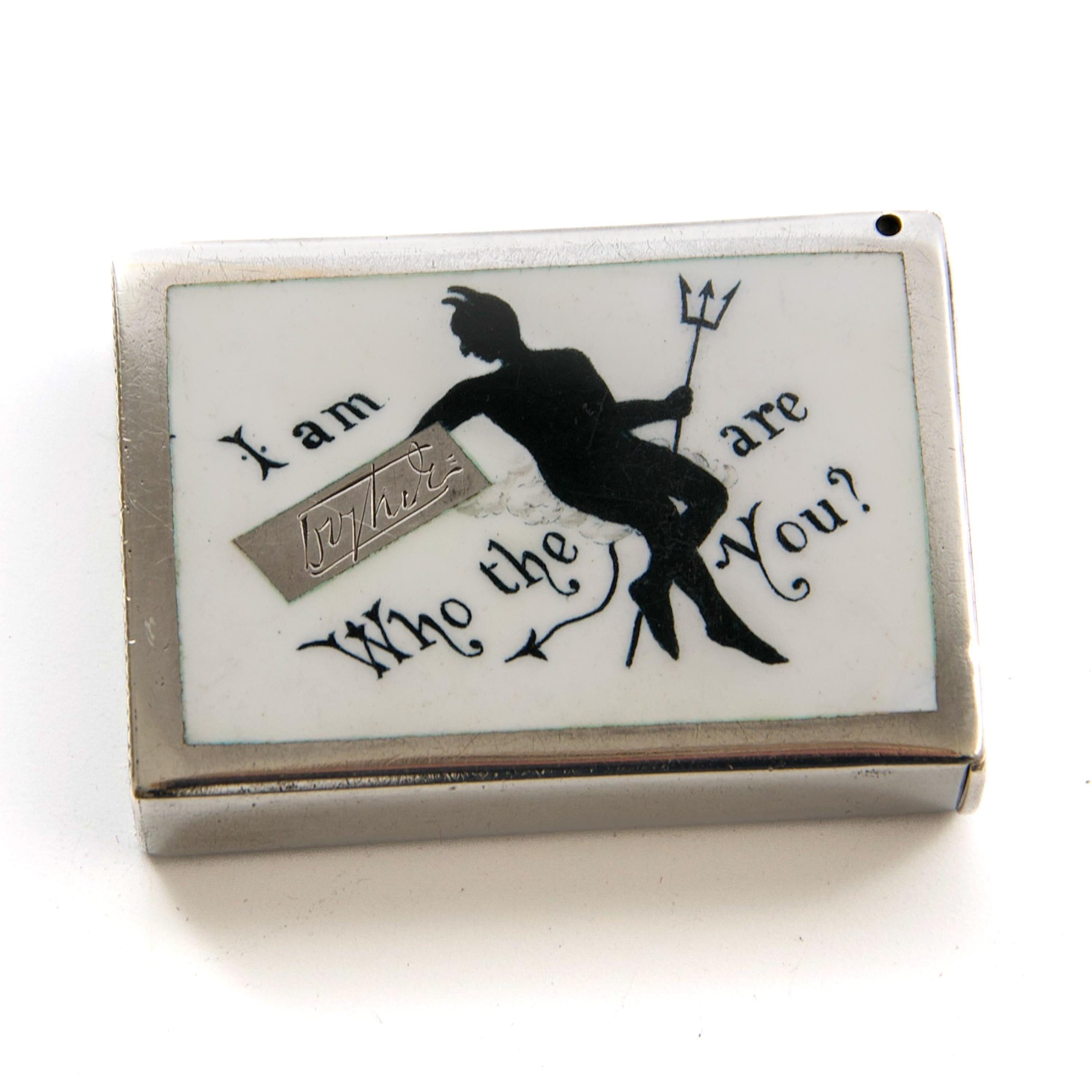 Vittoriano Antique Victorian Sterling Silver & Enamel “Who The Devil Are You?