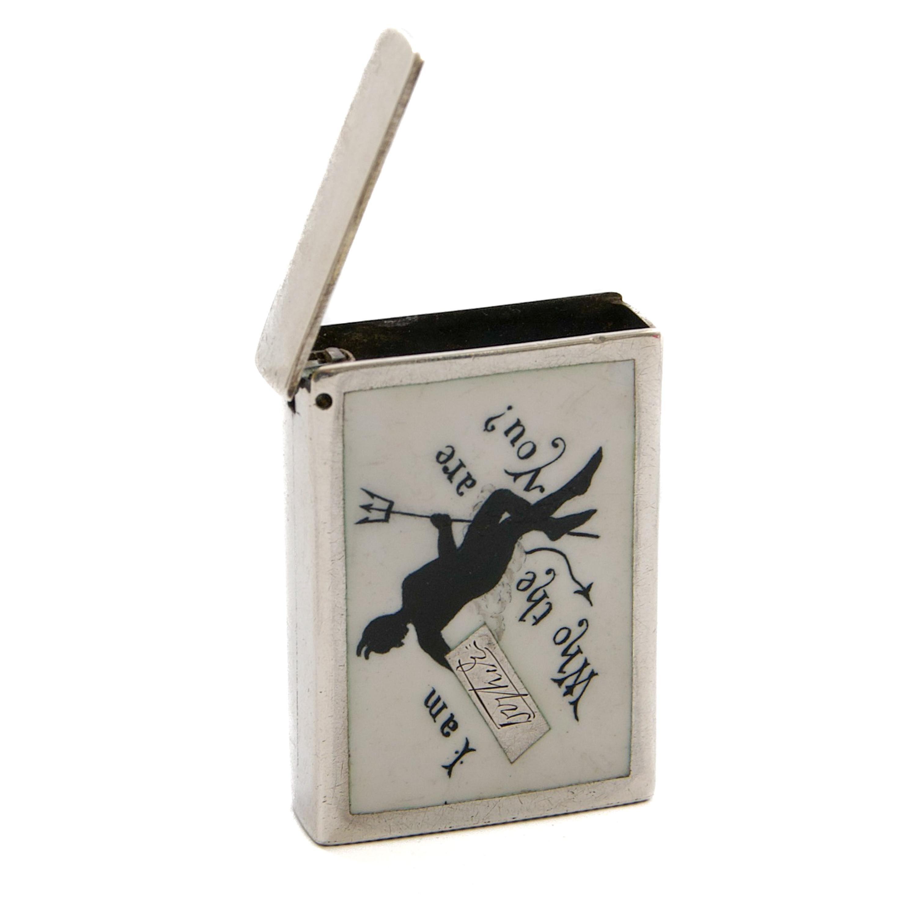 Antique Victorian Sterling Silver & Enamel “Who The Devil Are You?