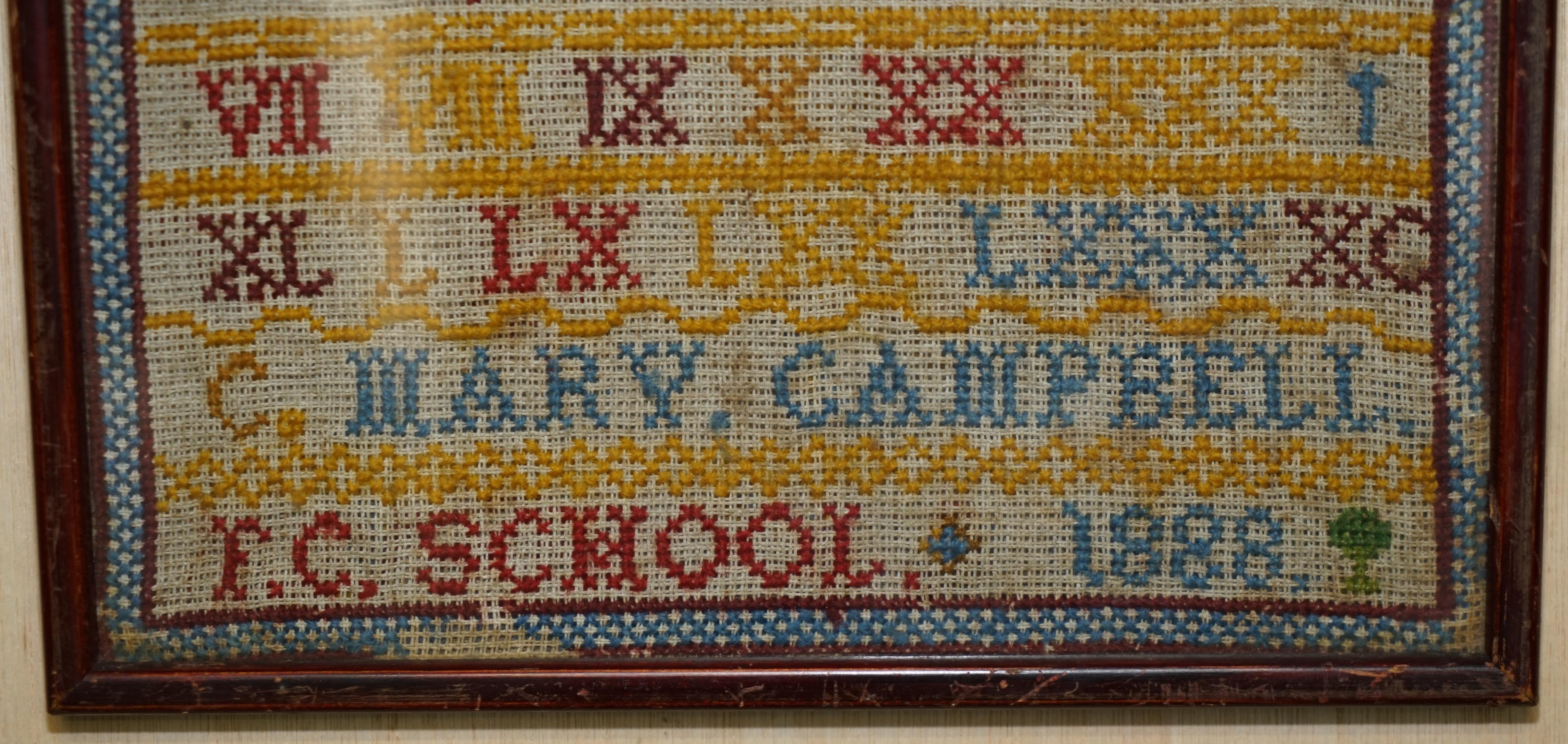 Antique 1888 Mary Campbell Fc School of Scotland Victorian Needlework Sampler For Sale 8