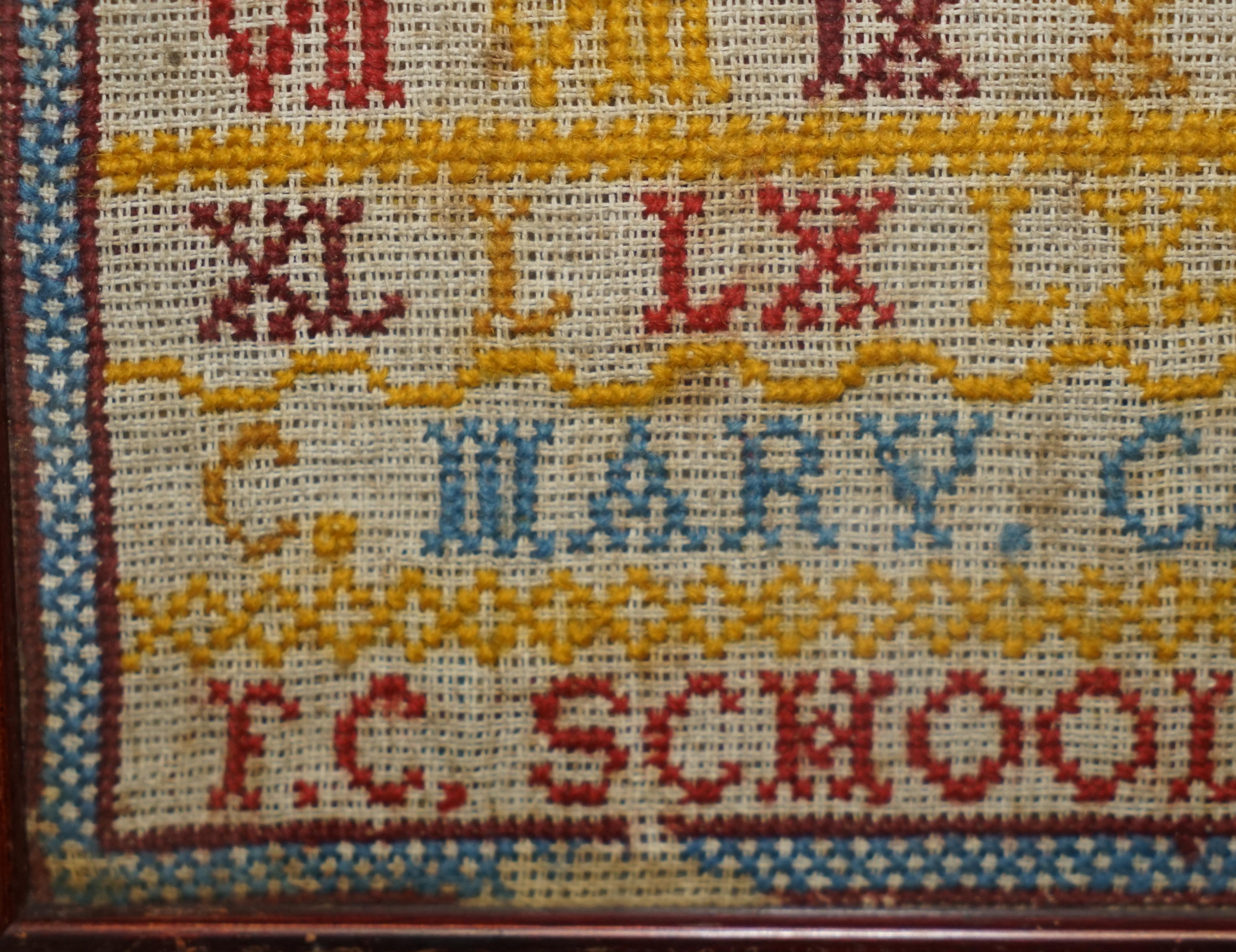 Antique 1888 Mary Campbell Fc School of Scotland Victorian Needlework Sampler For Sale 9