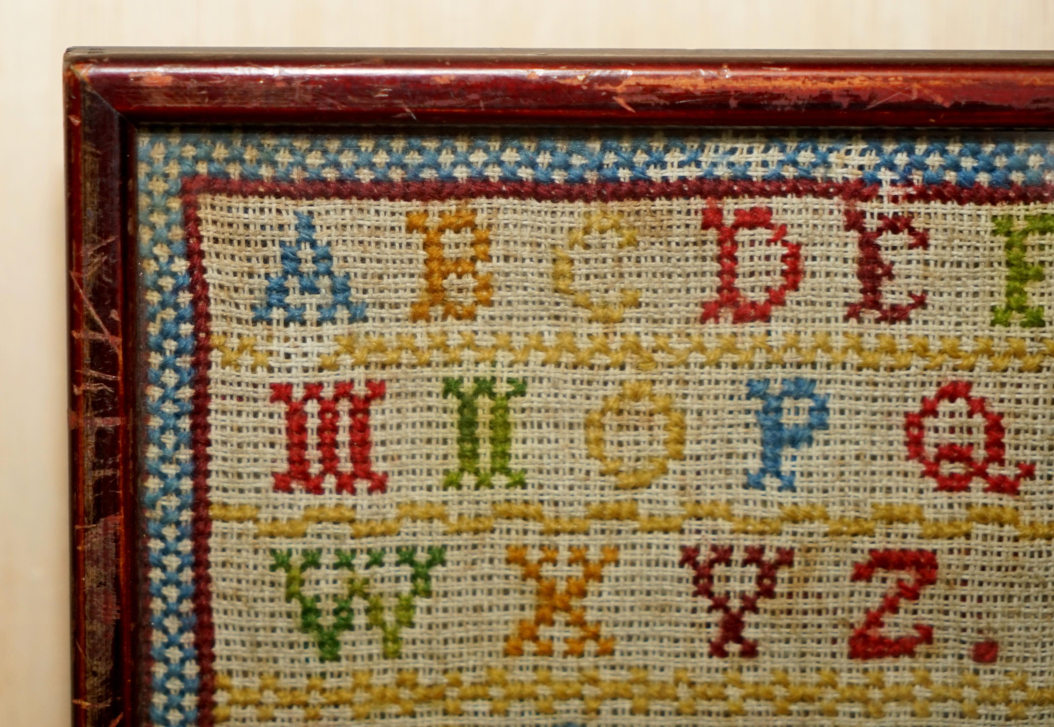 Scottish Antique 1888 Mary Campbell Fc School of Scotland Victorian Needlework Sampler For Sale
