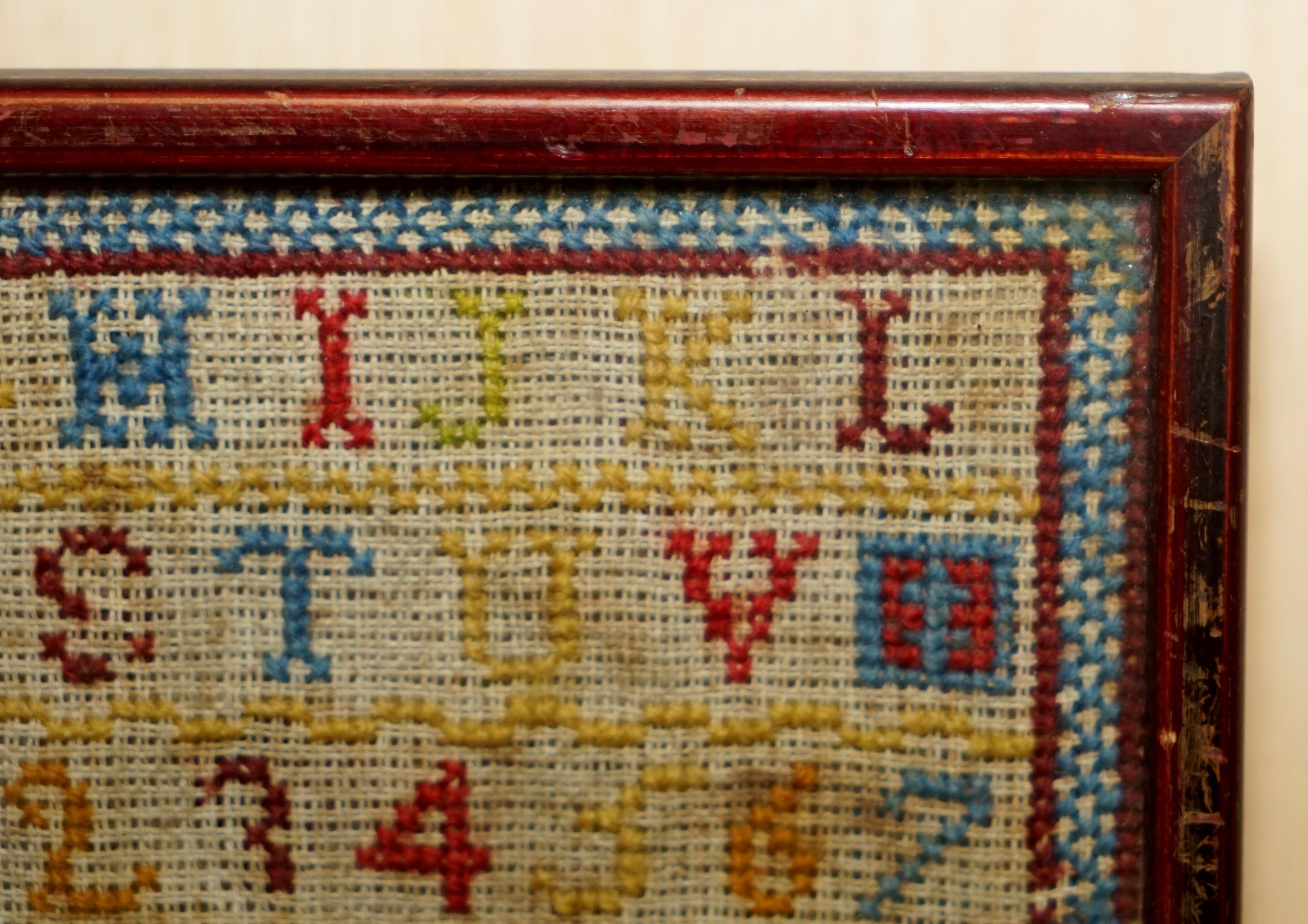 Hand-Crafted Antique 1888 Mary Campbell Fc School of Scotland Victorian Needlework Sampler For Sale