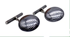 Antique 1890 Bel Époque Niello Silver Cufflinks