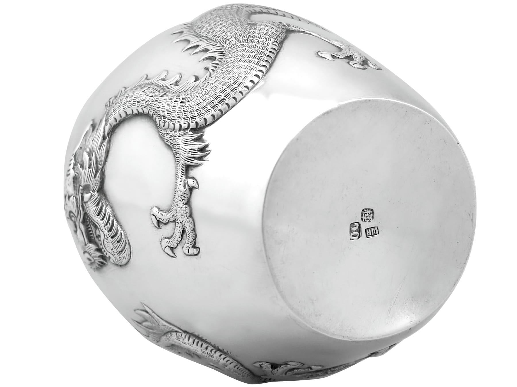 Antike Wang Hing & Co. Chinesische Export-Silber-Teedose aus Silber im Angebot 6
