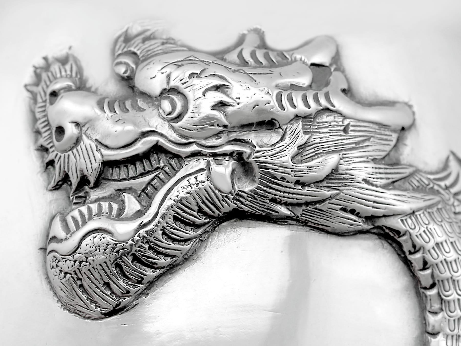 Antike Wang Hing & Co. Chinesische Export-Silber-Teedose aus Silber im Angebot 3