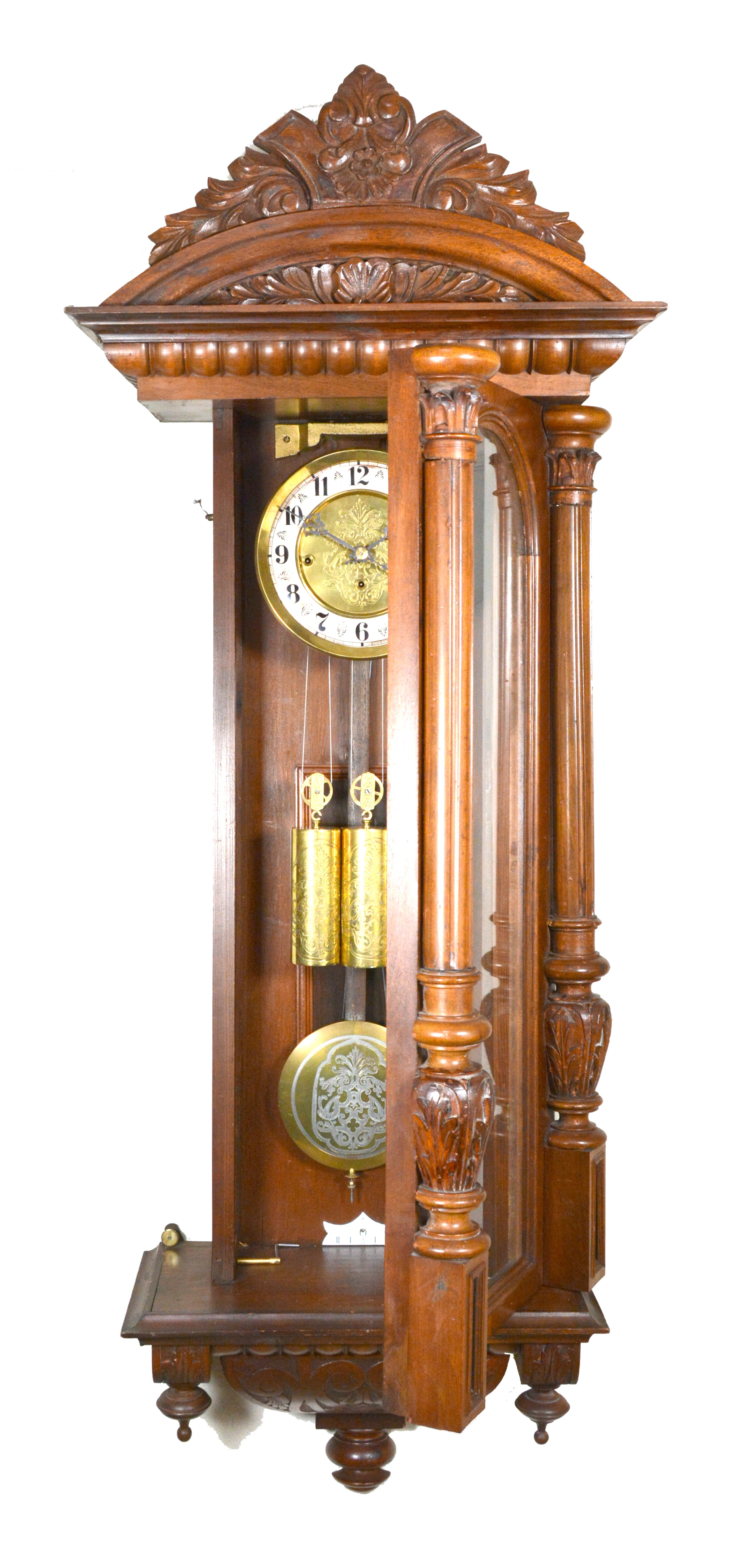 Antique 1890 German Kienzle Grand Sonnerie Vienna Regulator Wall Clock For Sale 2