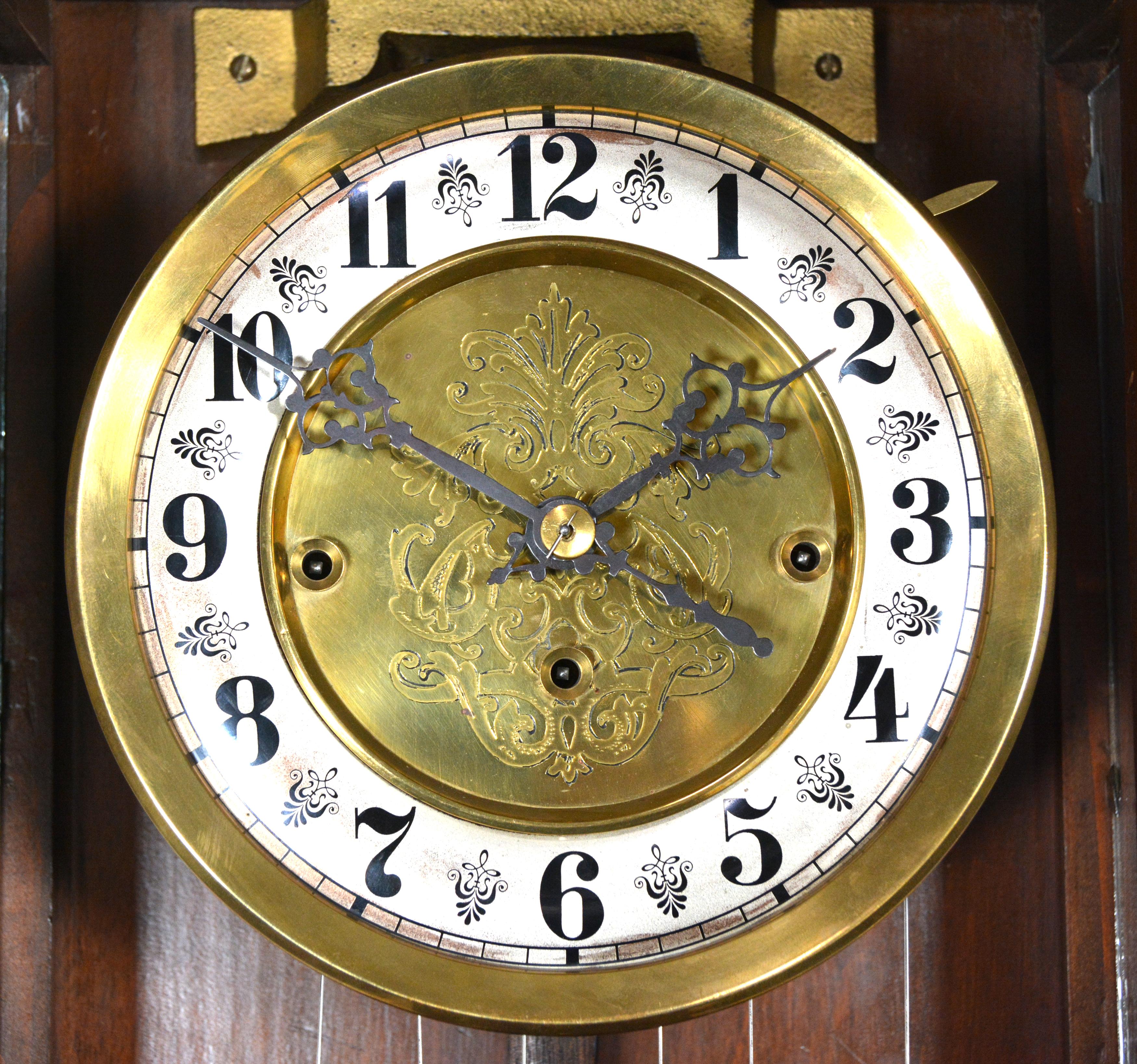 Antique 1890 German Kienzle Grand Sonnerie Vienna Regulator Wall Clock For Sale 3