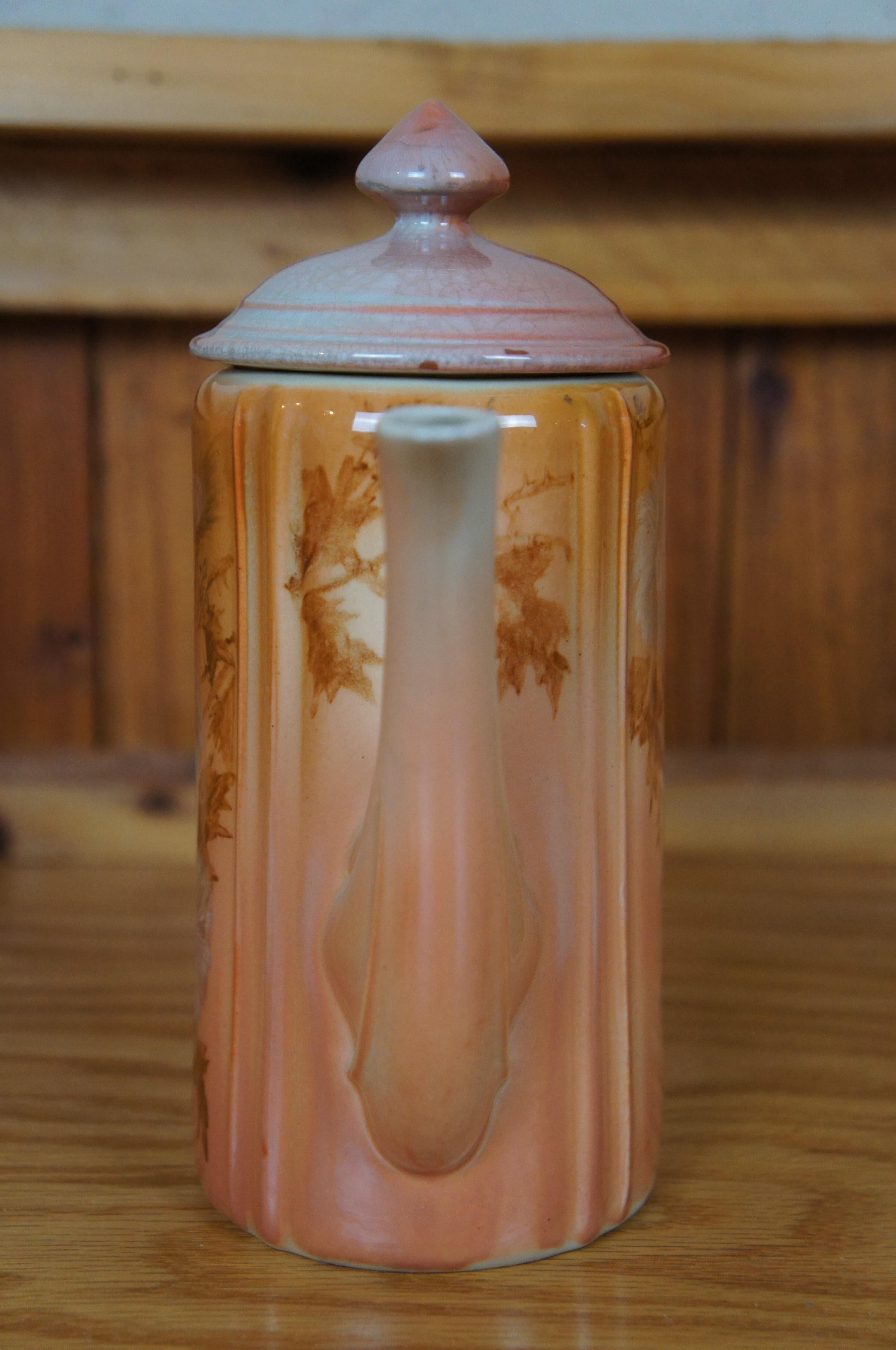 Antiguo 1890 Rookwood Anna M Valentien Iris Glaze Tetera Cafetera Jarra 8
