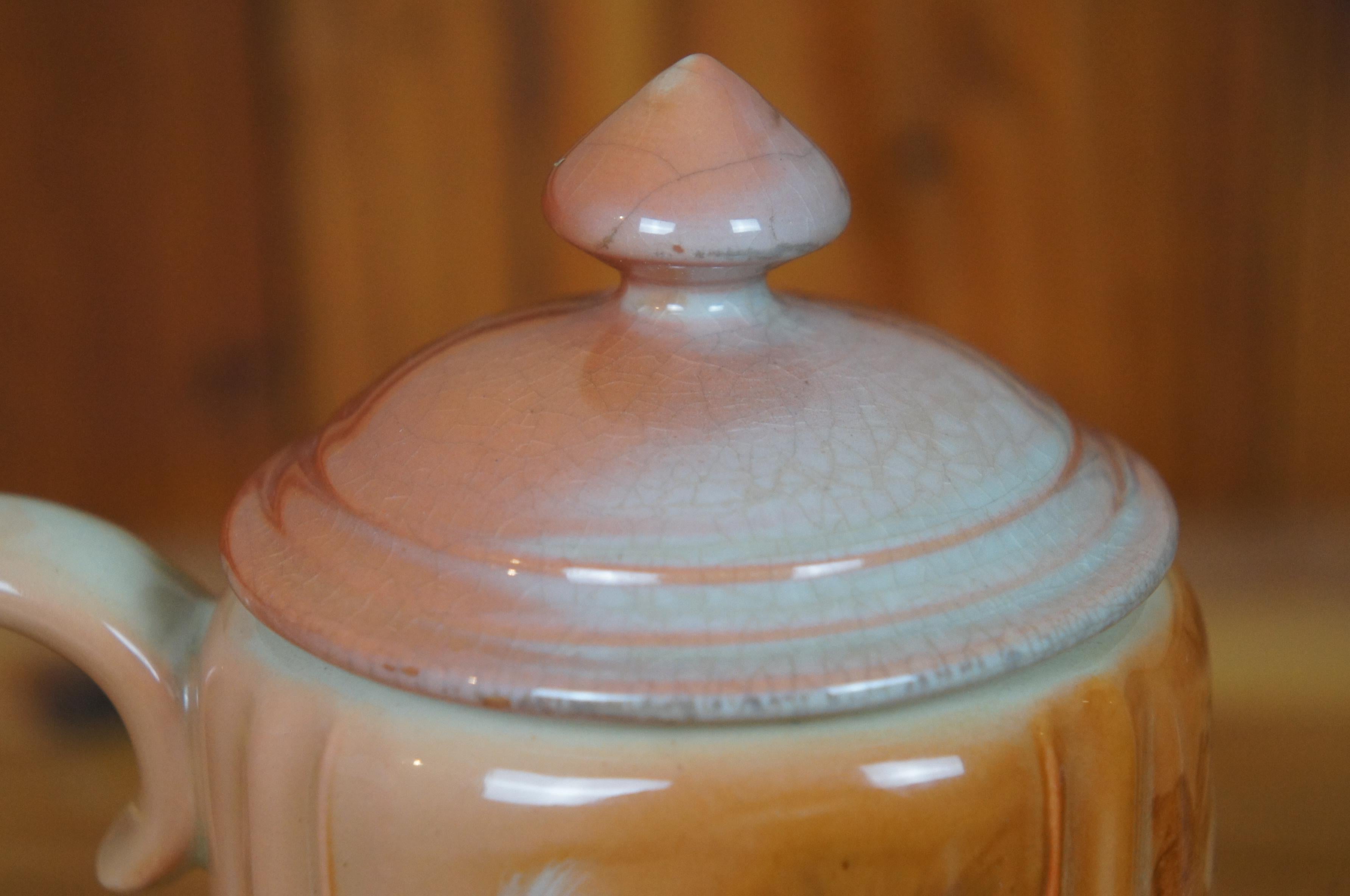Antiguo 1890 Rookwood Anna M Valentien Iris Glaze Tetera Cafetera Jarra 8