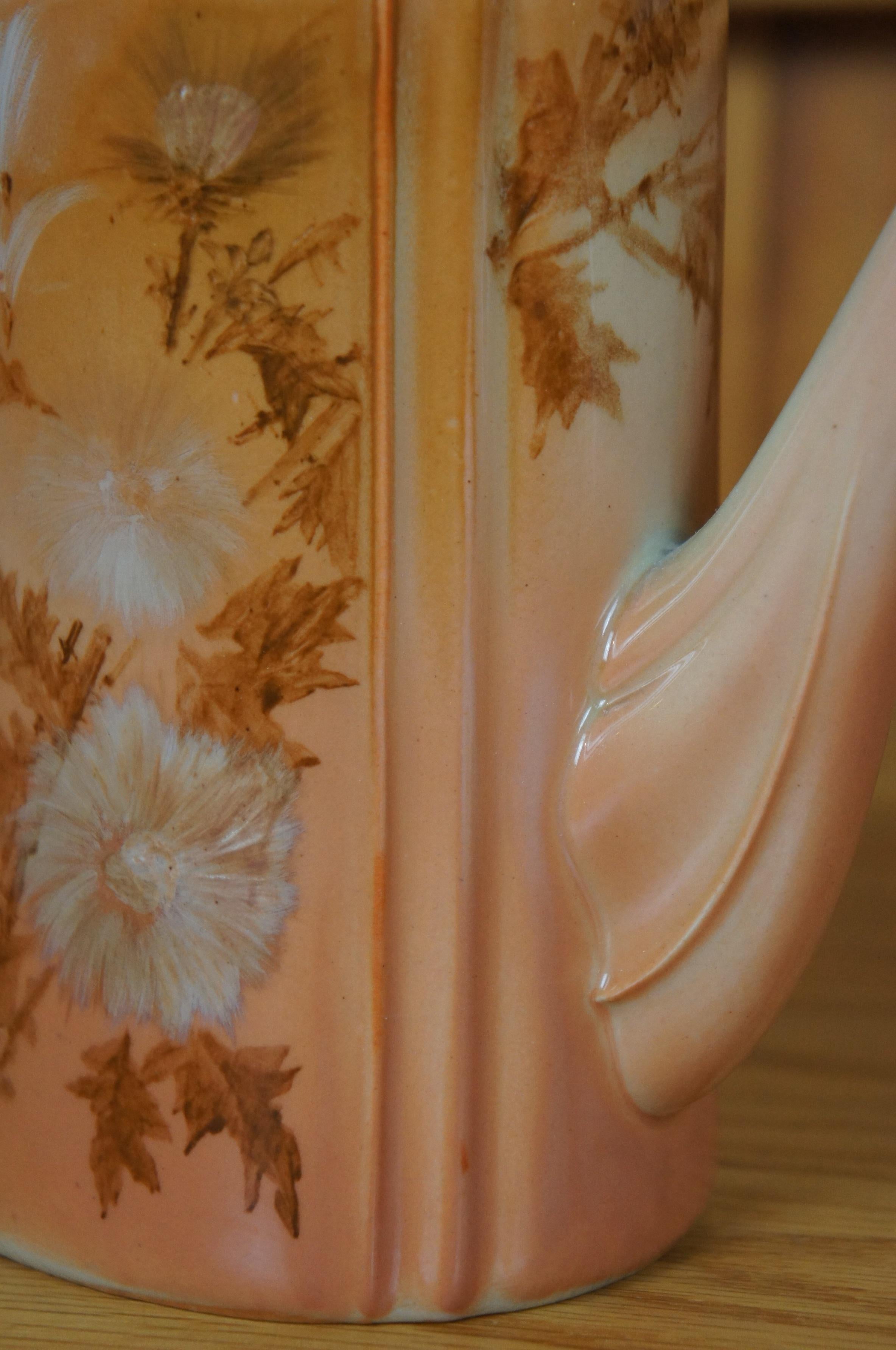 Antiguo 1890 Rookwood Anna M Valentien Iris Glaze Tetera Cafetera Jarra 8