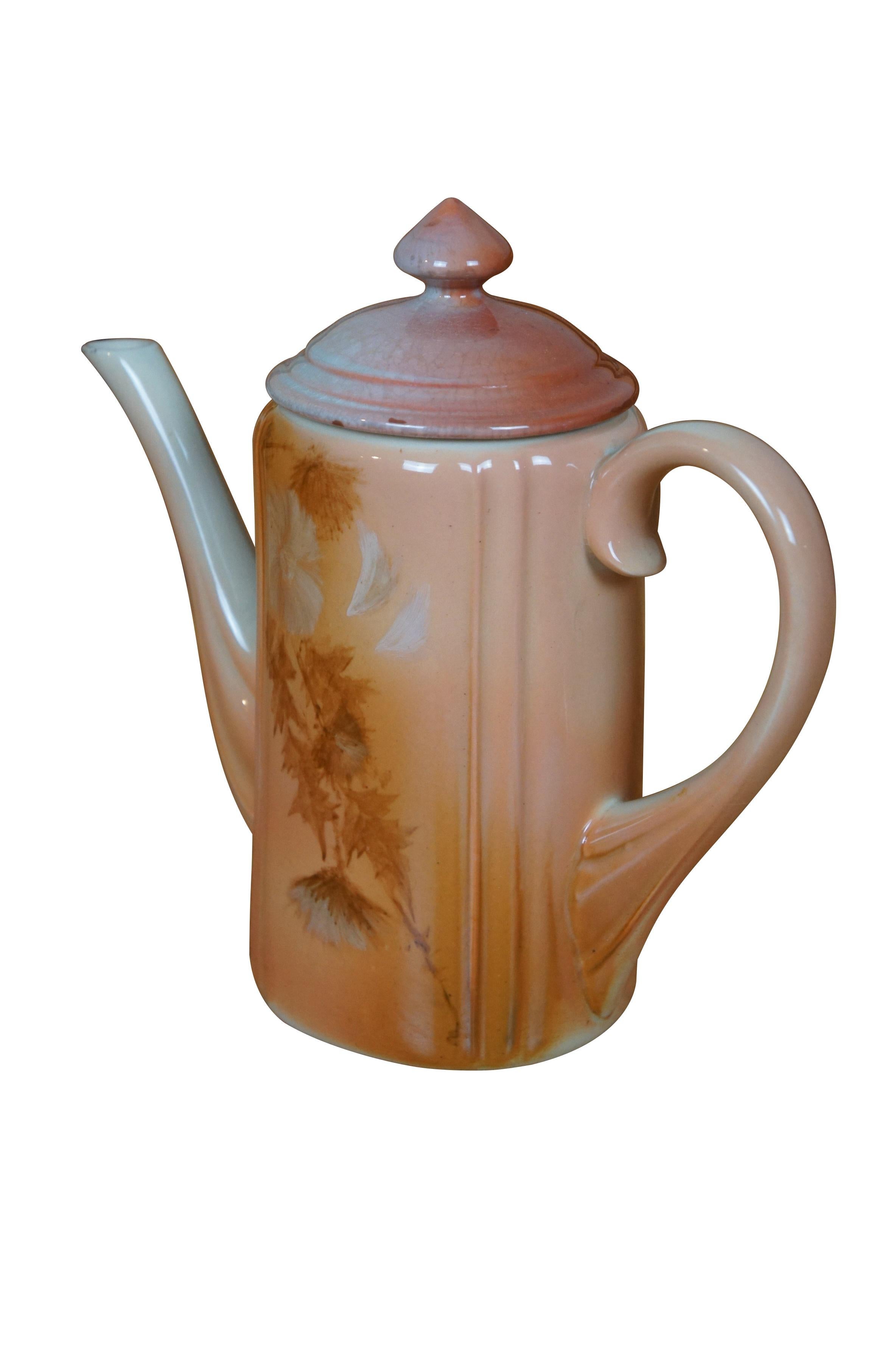 Antiguo 1890 Rookwood Anna M Valentien Iris Glaze Tetera Cafetera Jarra 8
