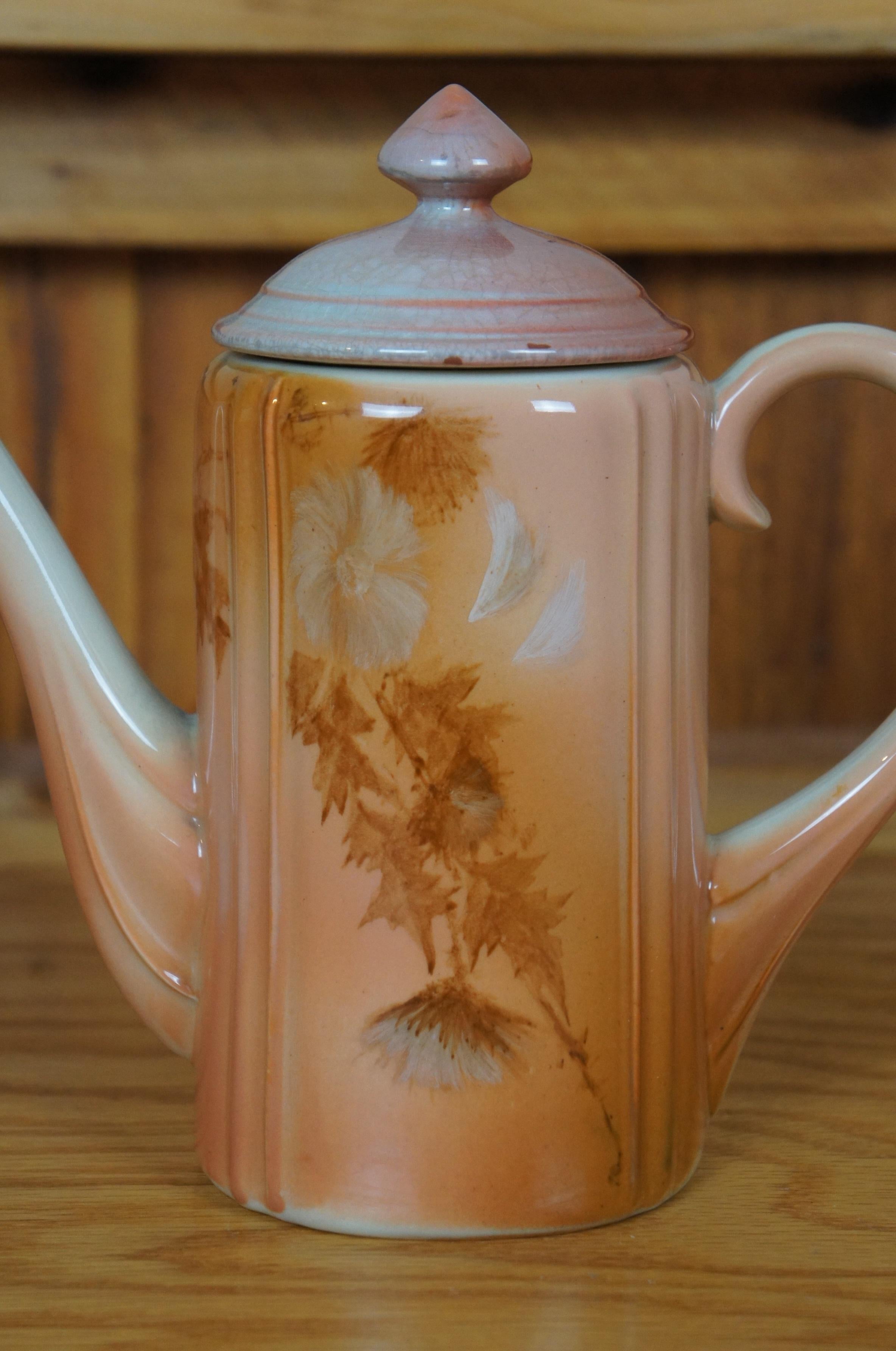 Antiguo 1890 Rookwood Anna M Valentien Iris Glaze Tetera Cafetera Jarra 8