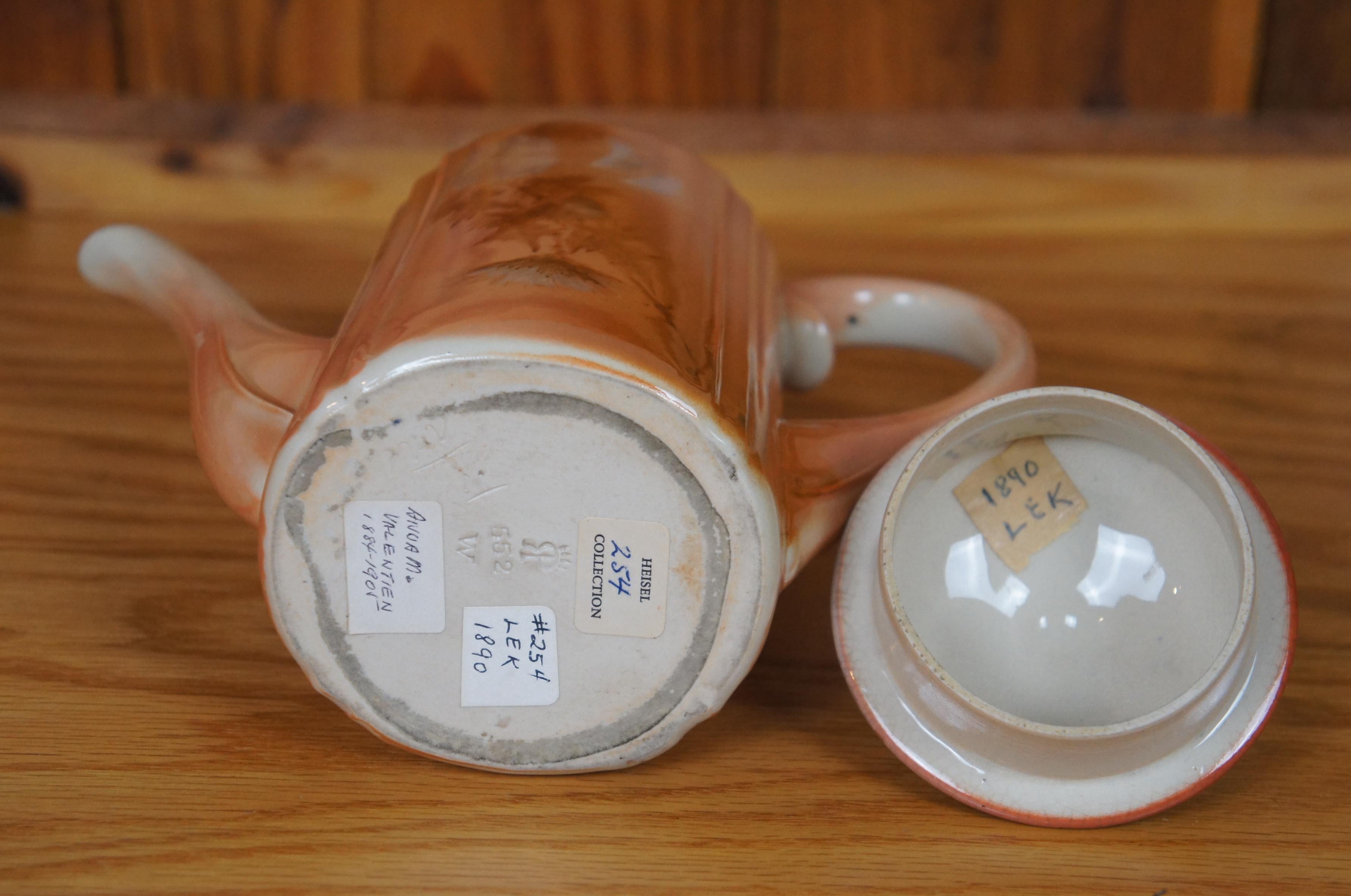 Antiguo 1890 Rookwood Anna M Valentien Iris Glaze Tetera Cafetera Jarra 8