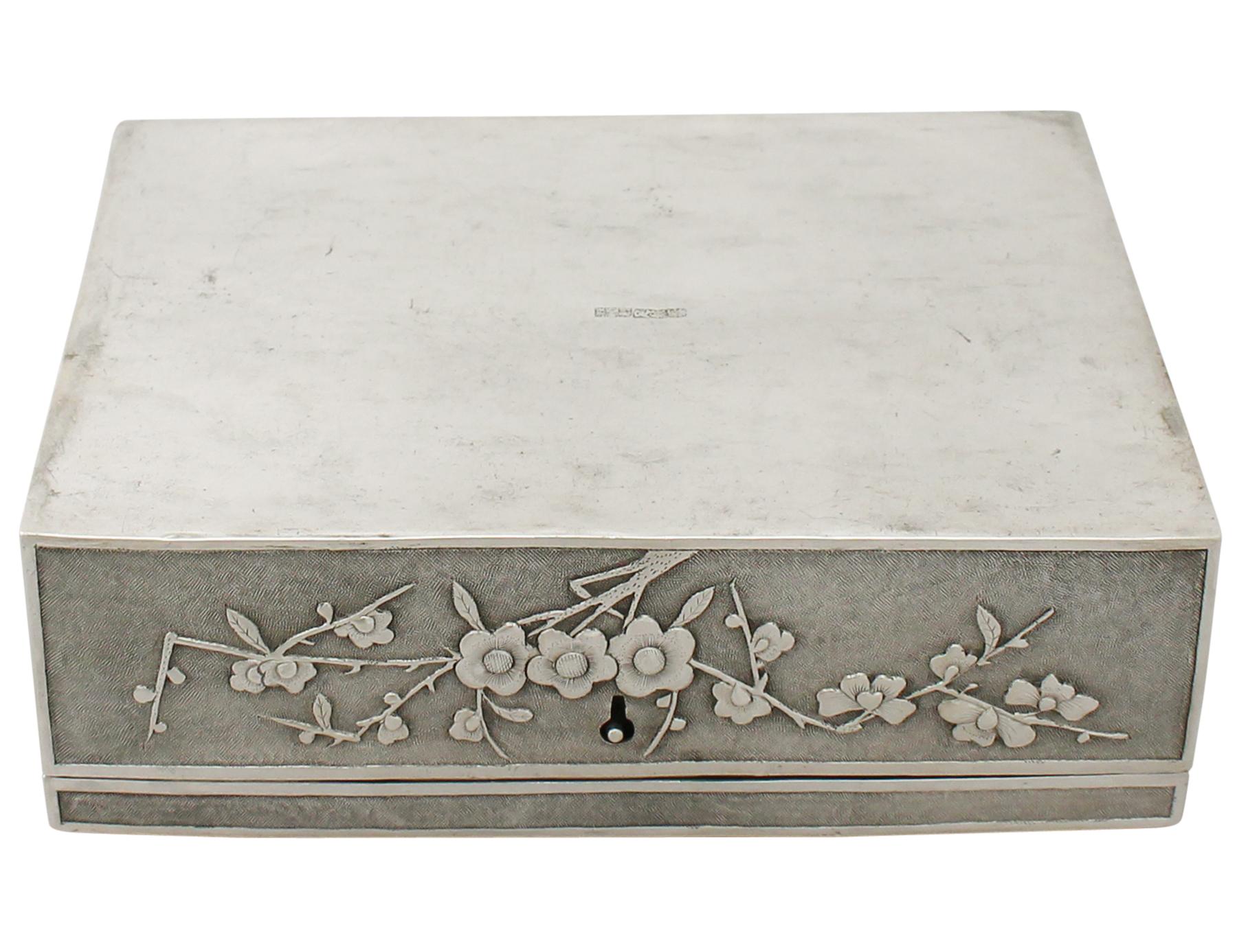 Antique 1890s Chinese Export Silver Locking Box For Sale 9