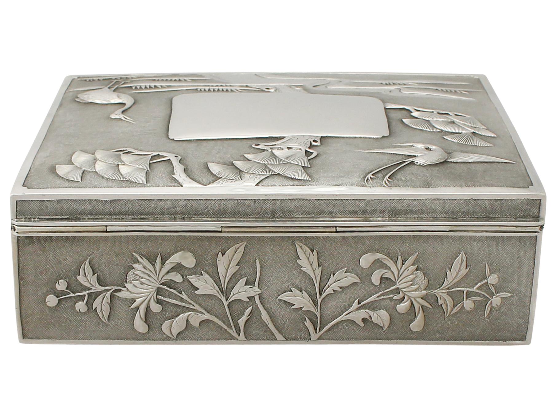 Sterling Silver Antique 1890s Chinese Export Silver Locking Box For Sale