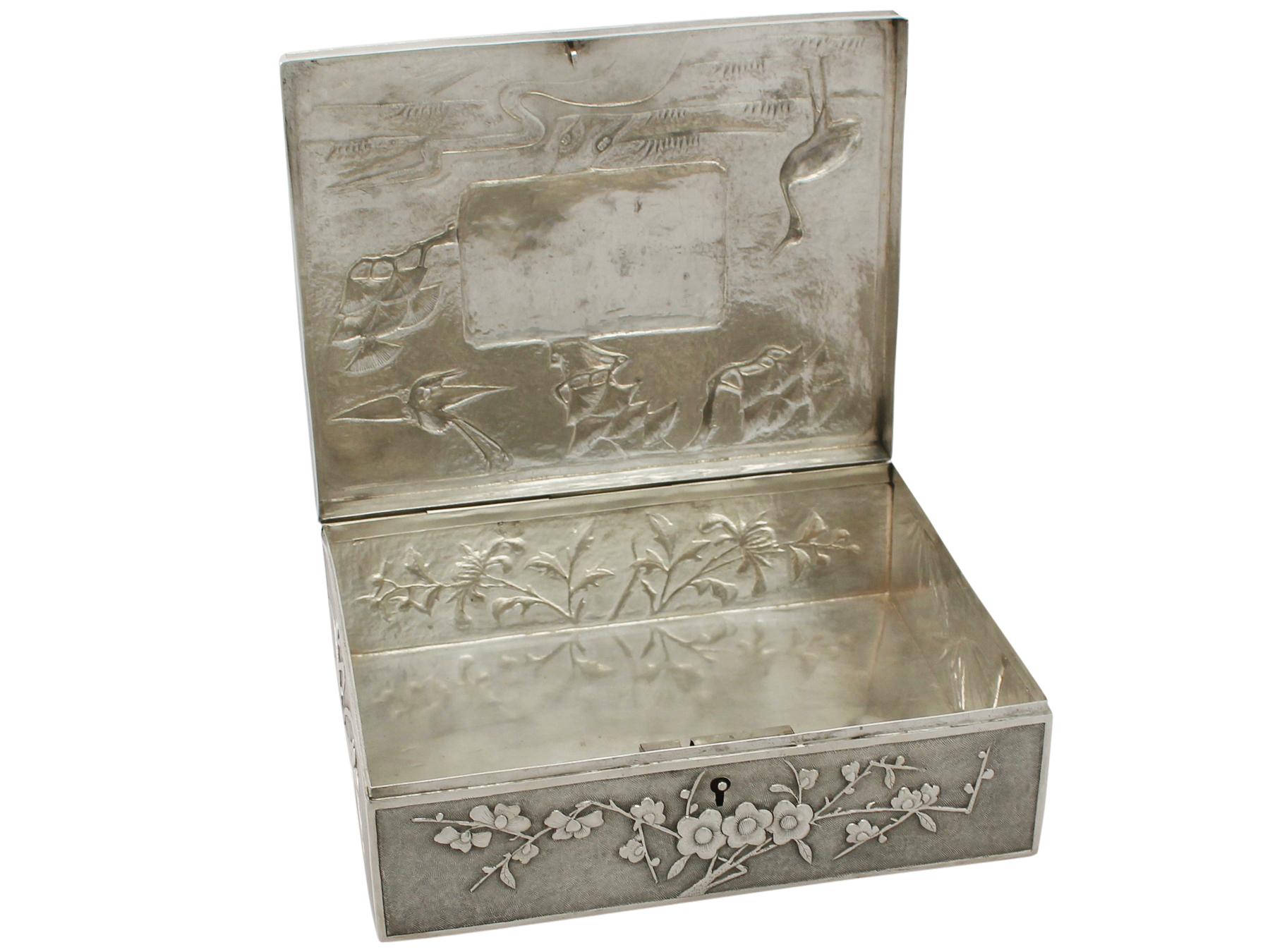 Antique 1890s Chinese Export Silver Locking Box For Sale 2