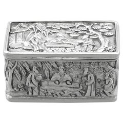 Antica vinaigrette cinese in argento sterling del 1890